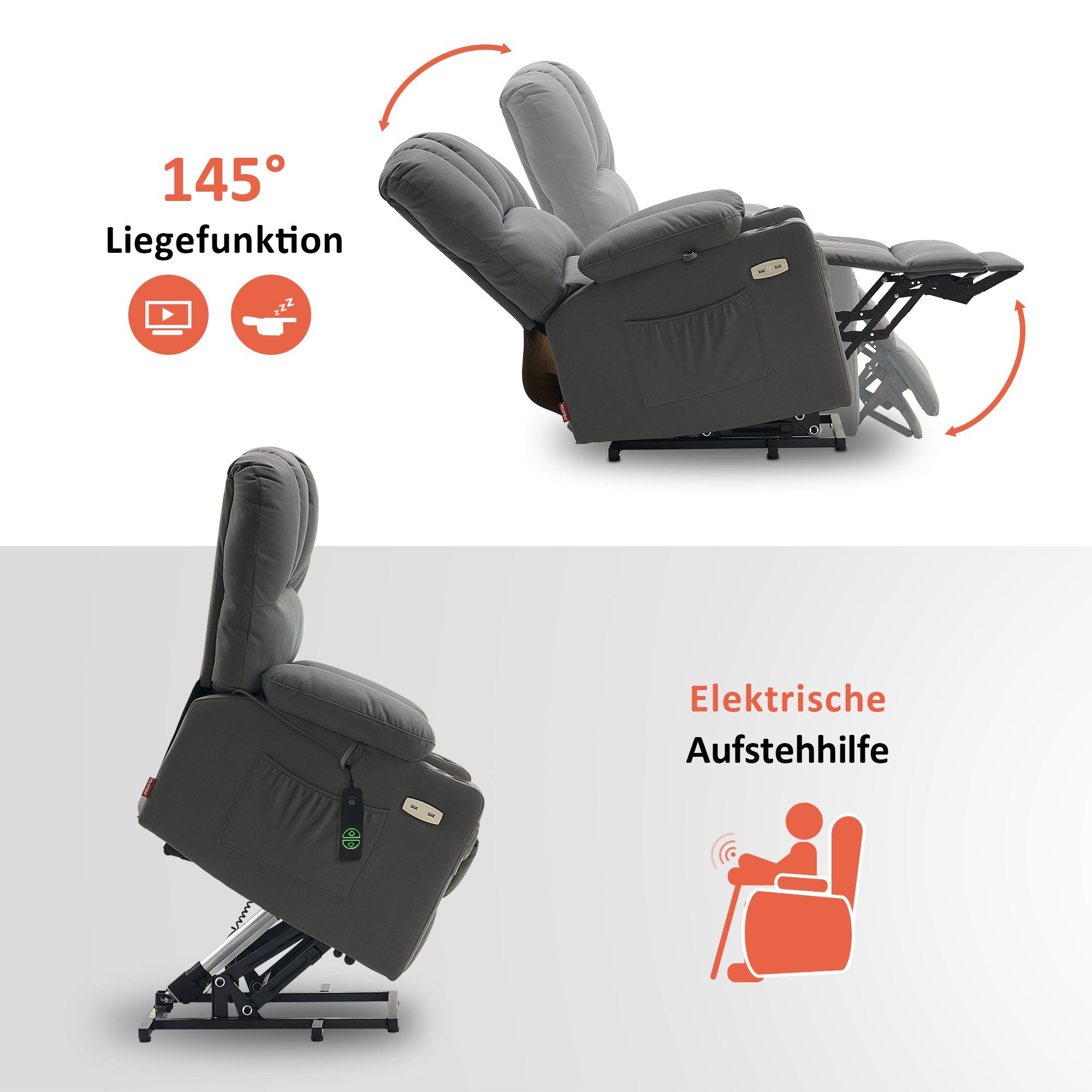 MCombo Relaxsessel M MCombo Relaxsessel mit Aufstehhilfe & Liegefunktion 71 günstig online kaufen