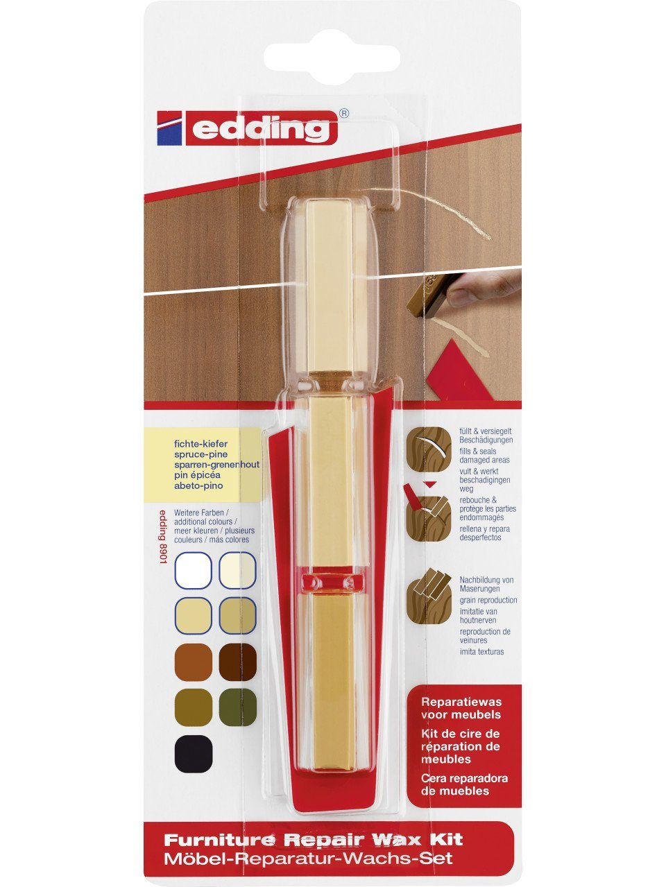 edding Hartholzöl Edding Möbel-Reparaturwachs-Set 8901 fichte-kiefer