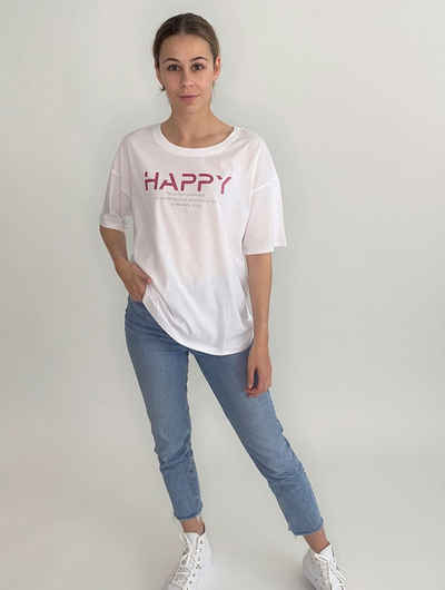 Zuckerwatte Print-Shirt »HAPPY« mit Frontprint aus reiner Baumwolle