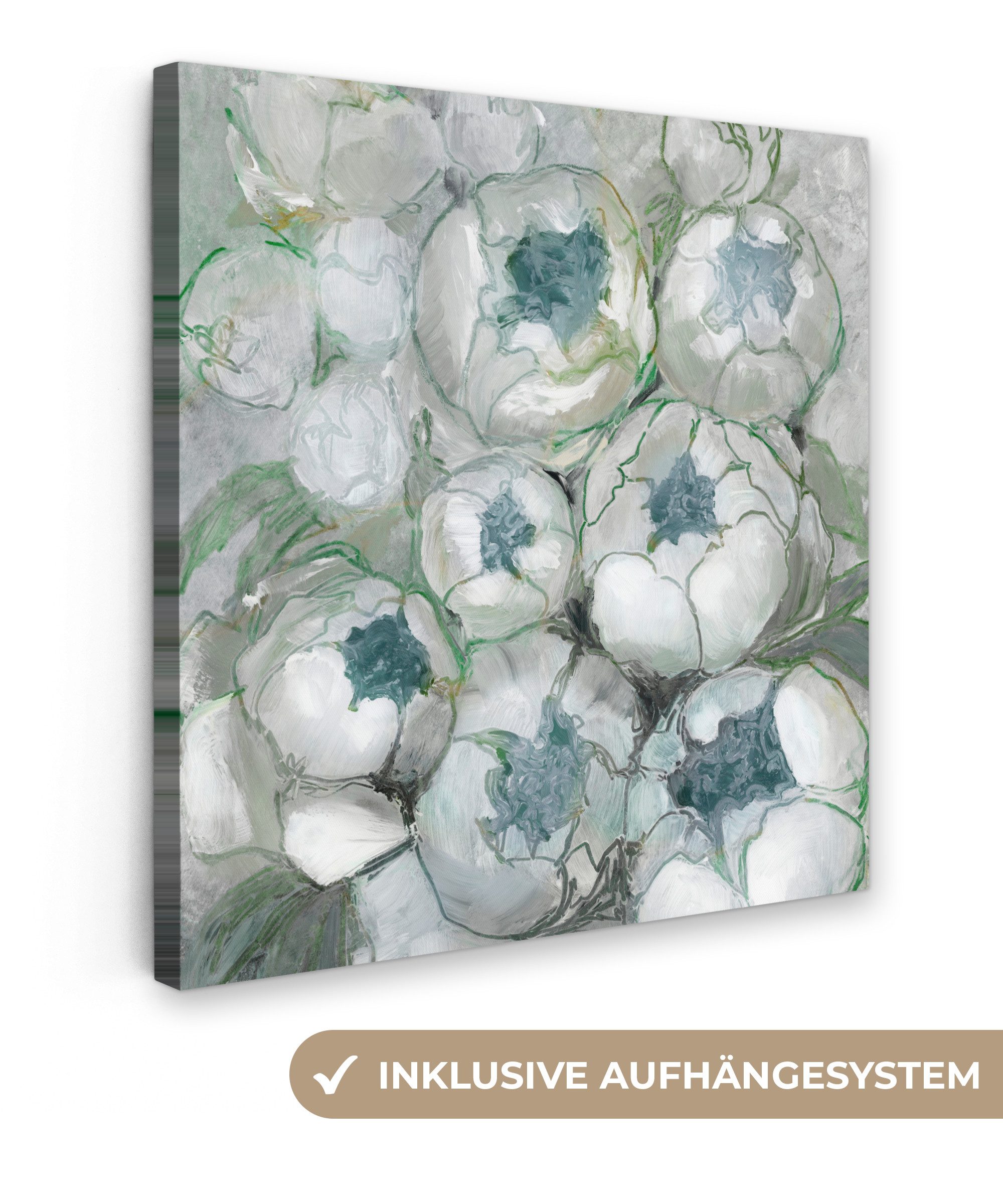 OneMillionCanvasses® Leinwandbild Grün - Blumen - günstig online kaufen