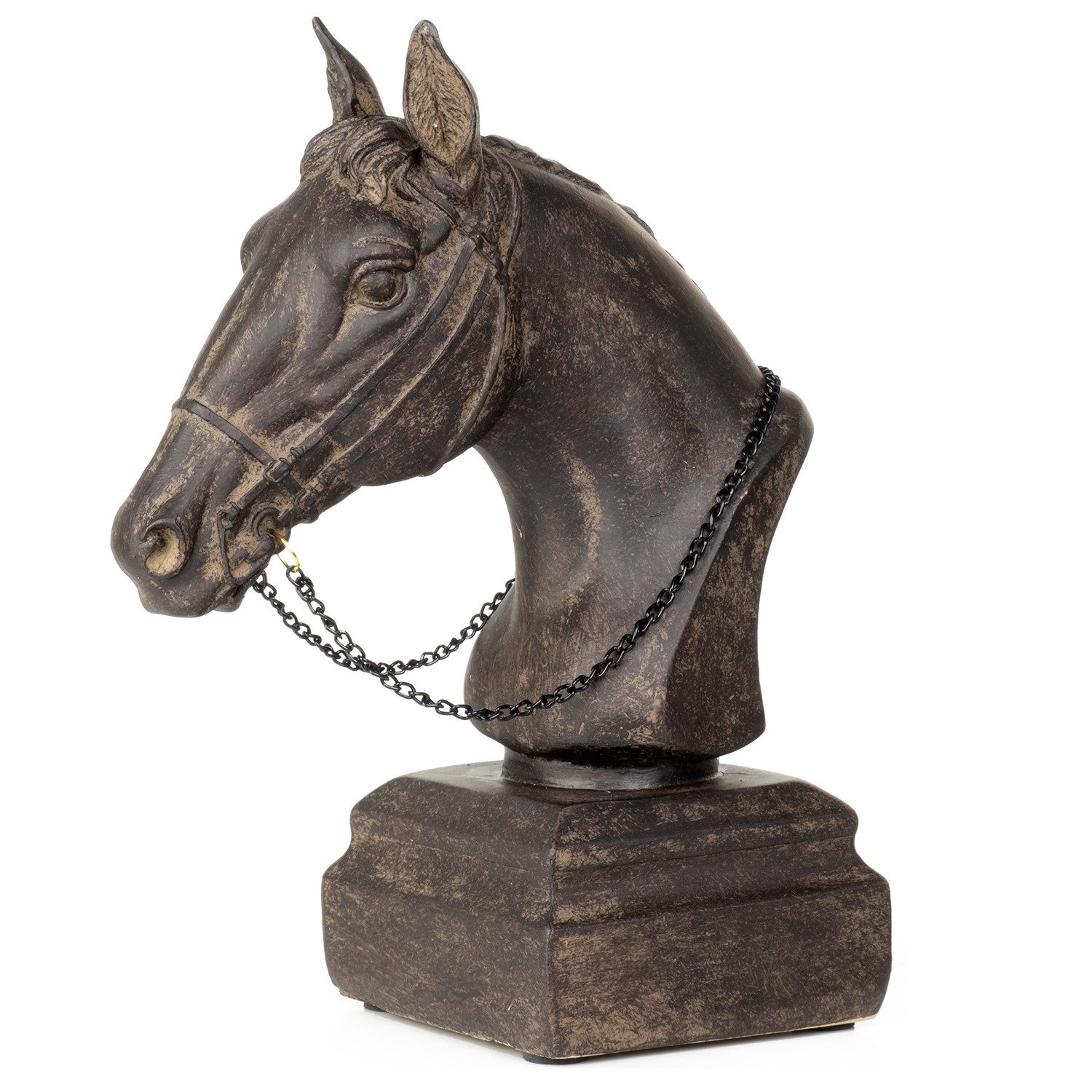 Moritz Dekofigur Deko-Figur Pferdekopf Skulptur Statue Büste aus Polyresin dunkelbraun, Polyresin Figuren Deko Geschenk Geometrische TierFigur Modern Skulptur – Bild 4 von 5