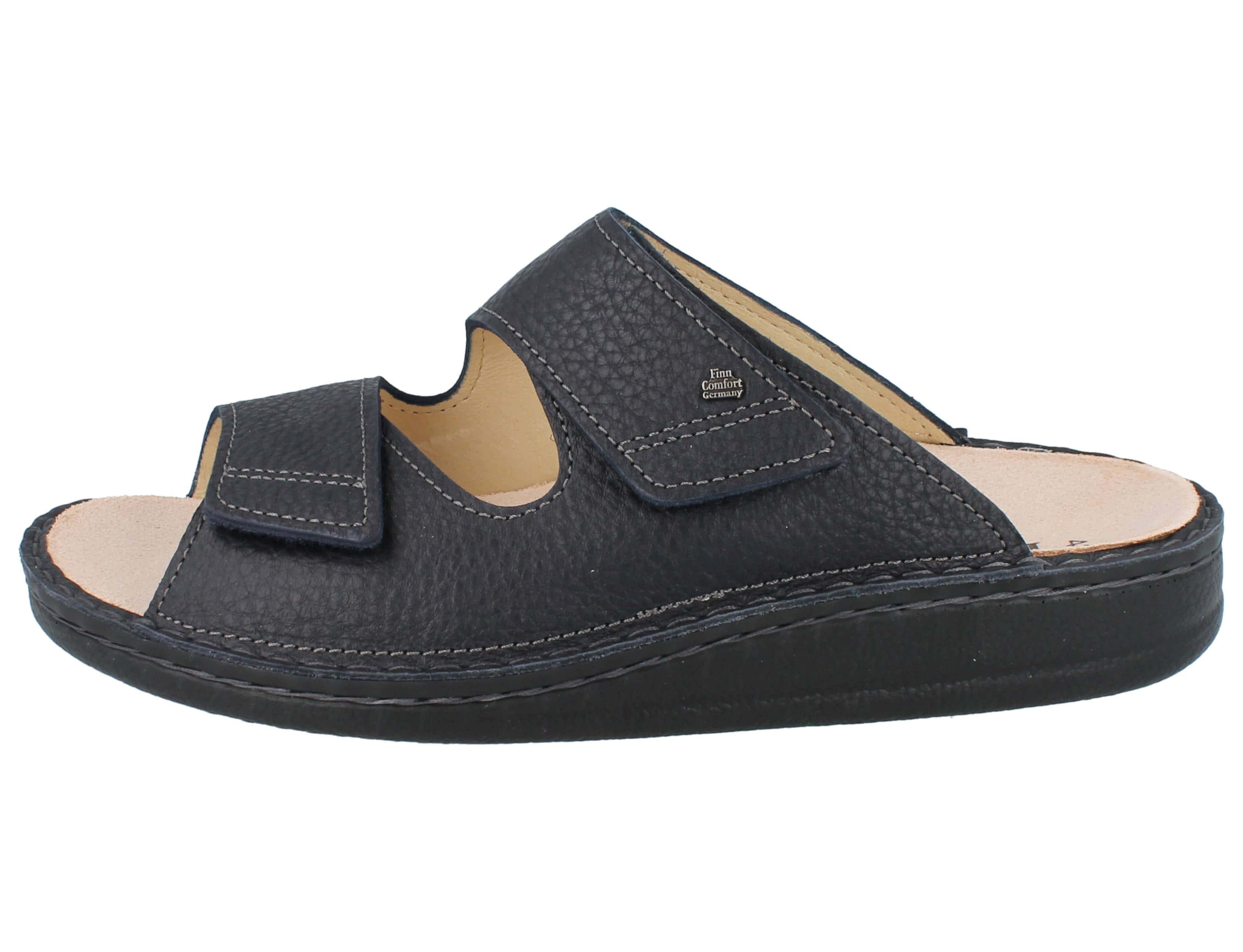 Finn Comfort FINN COMFORT Riad Herren Pantolette blau Glattleder - Größe: 42 Hausschuh Wechselfußbett