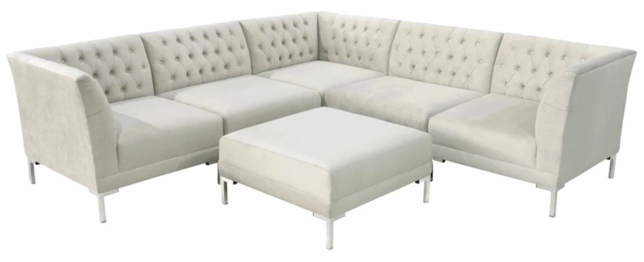 JVmoebel Ecksofa, ecksofa beige chamgpaner weiße chesterfield couch textil luxus