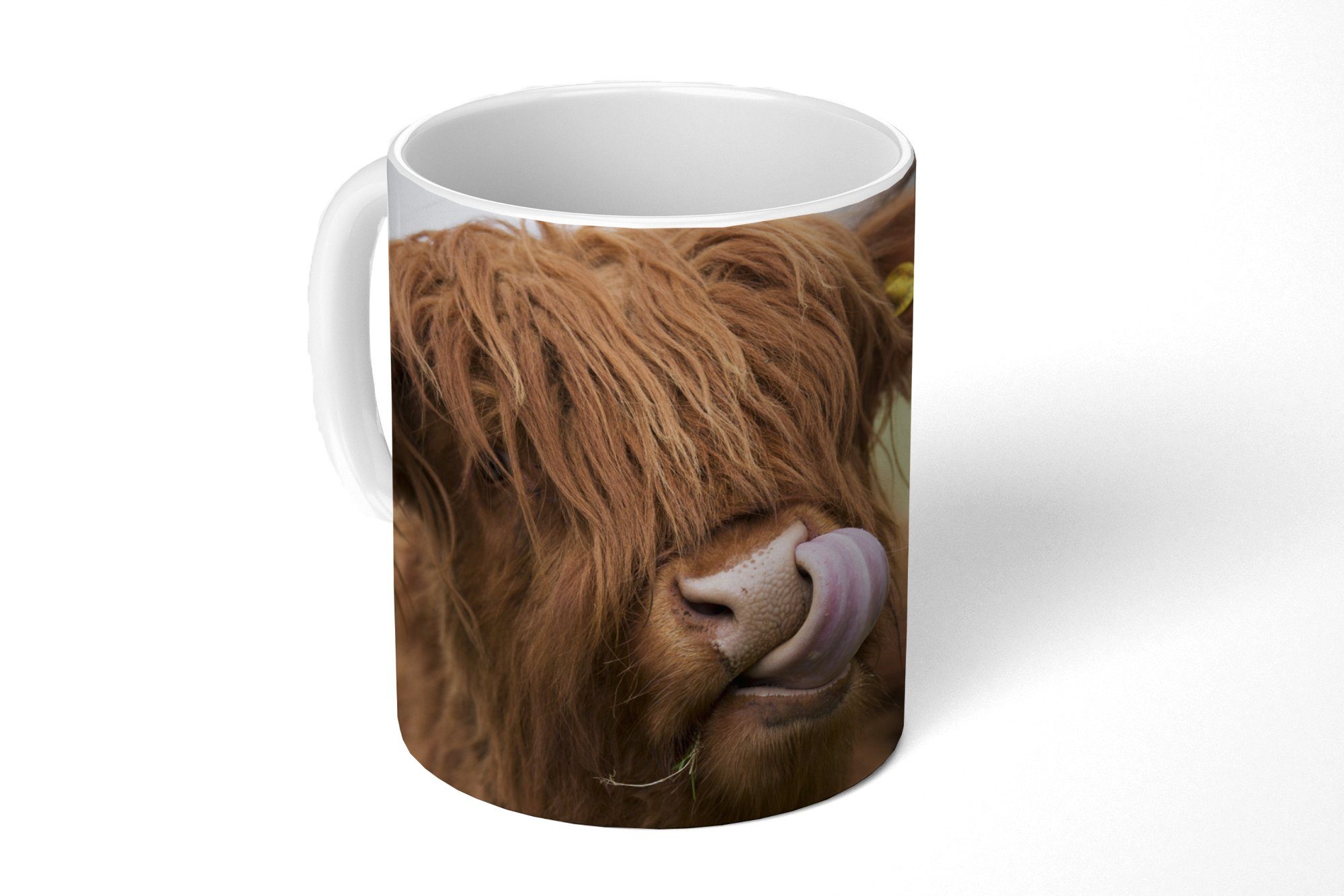 MuchoWow Tasse Schottischer Highlander - Braun - Kuh, Keramik, Kaffeetassen, Teetasse, Becher, Teetasse, Geschenk