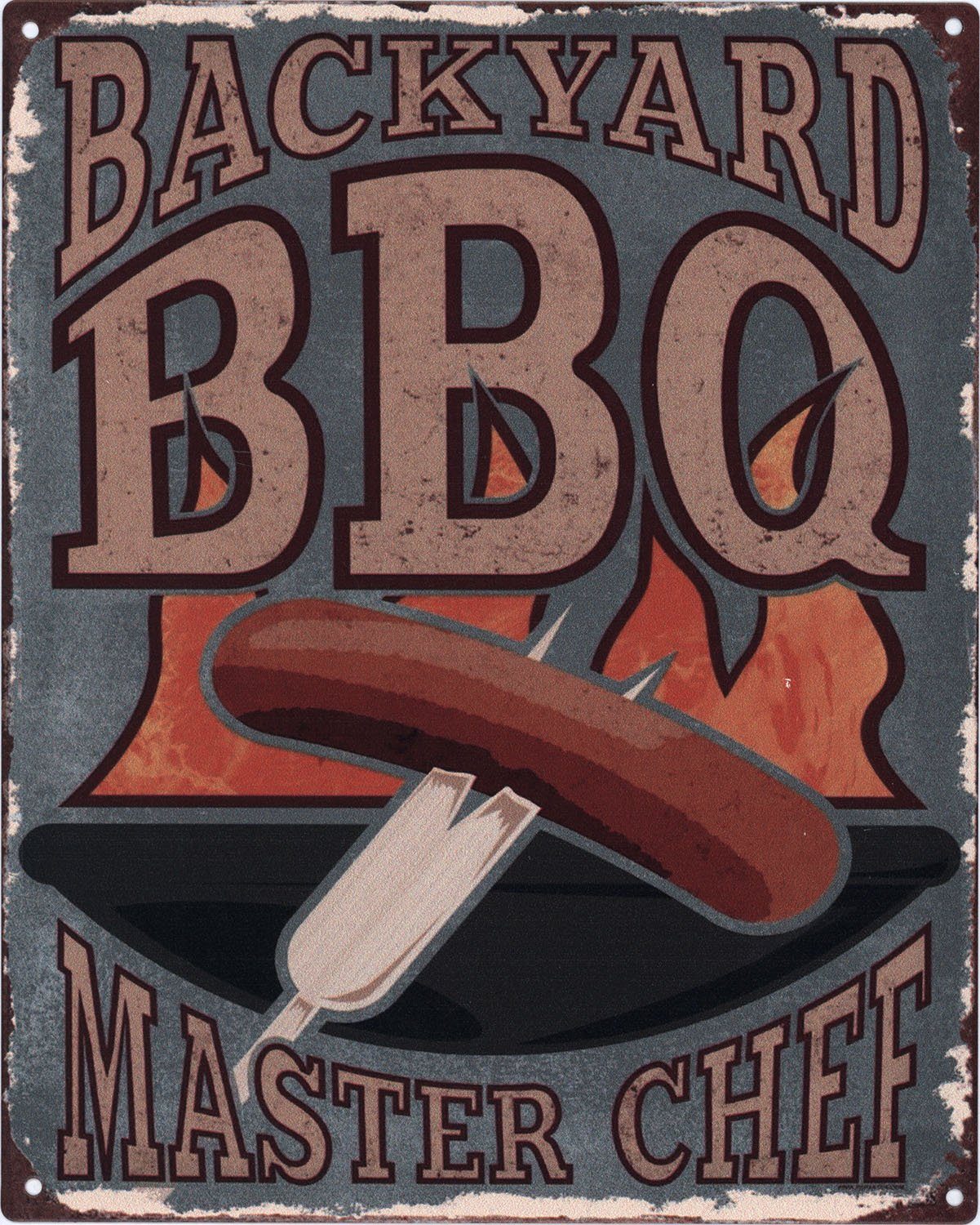 Metallschild Blechschild Backyard BBQ Chef