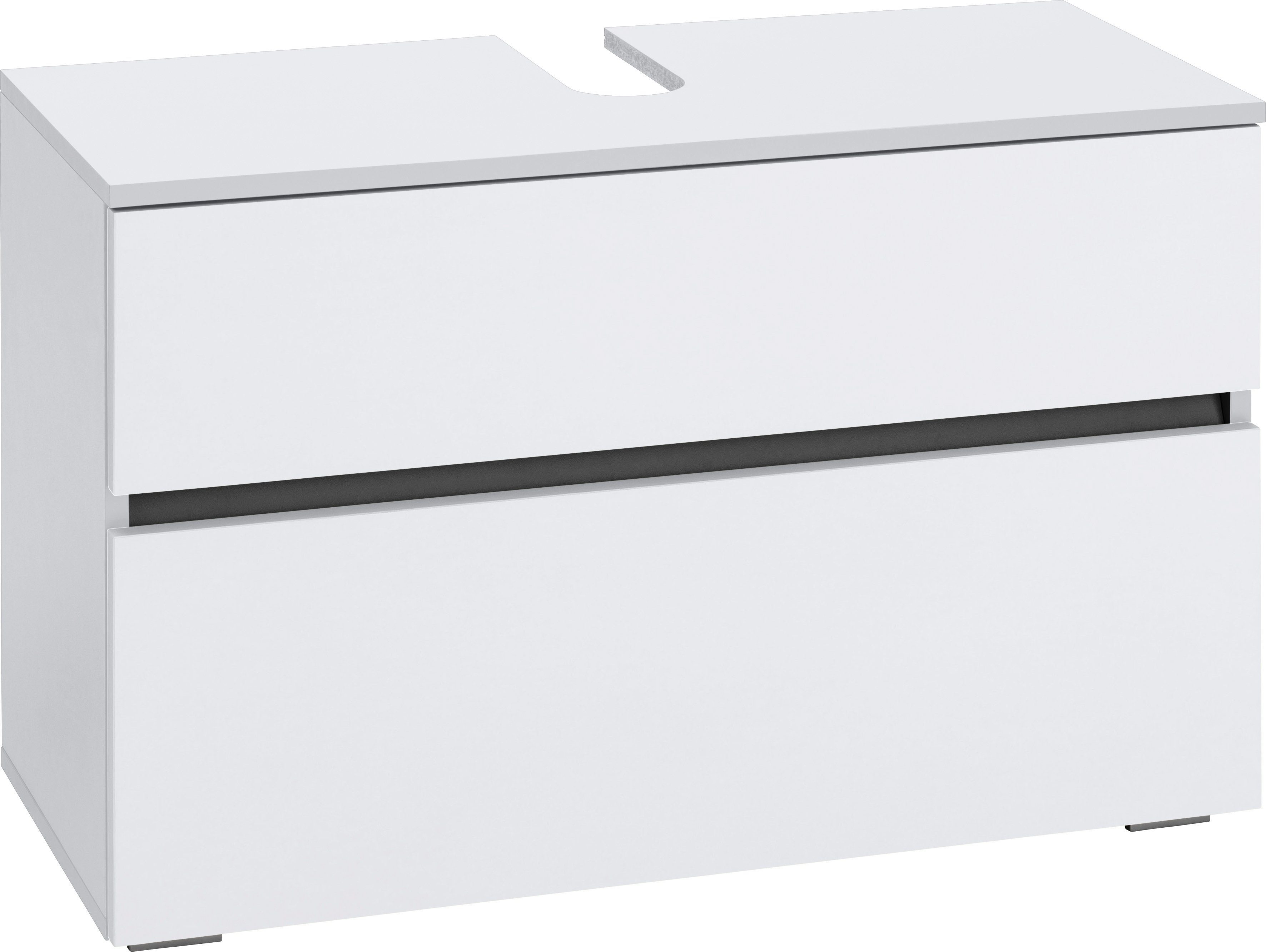 Home affaire Waschbeckenunterschrank Wisla Siphonausschnitt, Push-to-open-Funktion, Breite 80 cm, Höhe 55 cm weiß/weiß | weiß