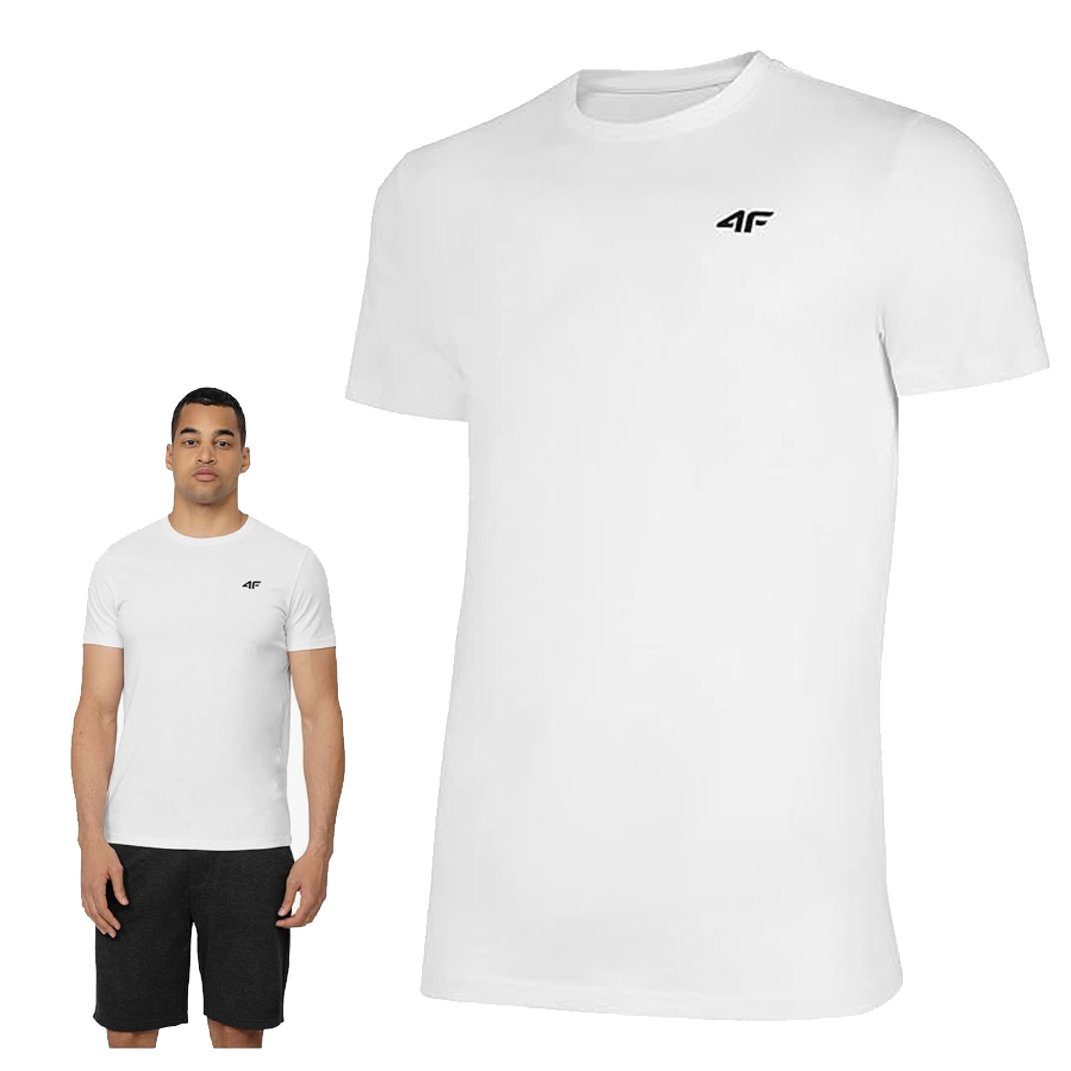 Herren T-Shirt Baumwolle - 4F weiß 4F T-Shirt mit Logo,