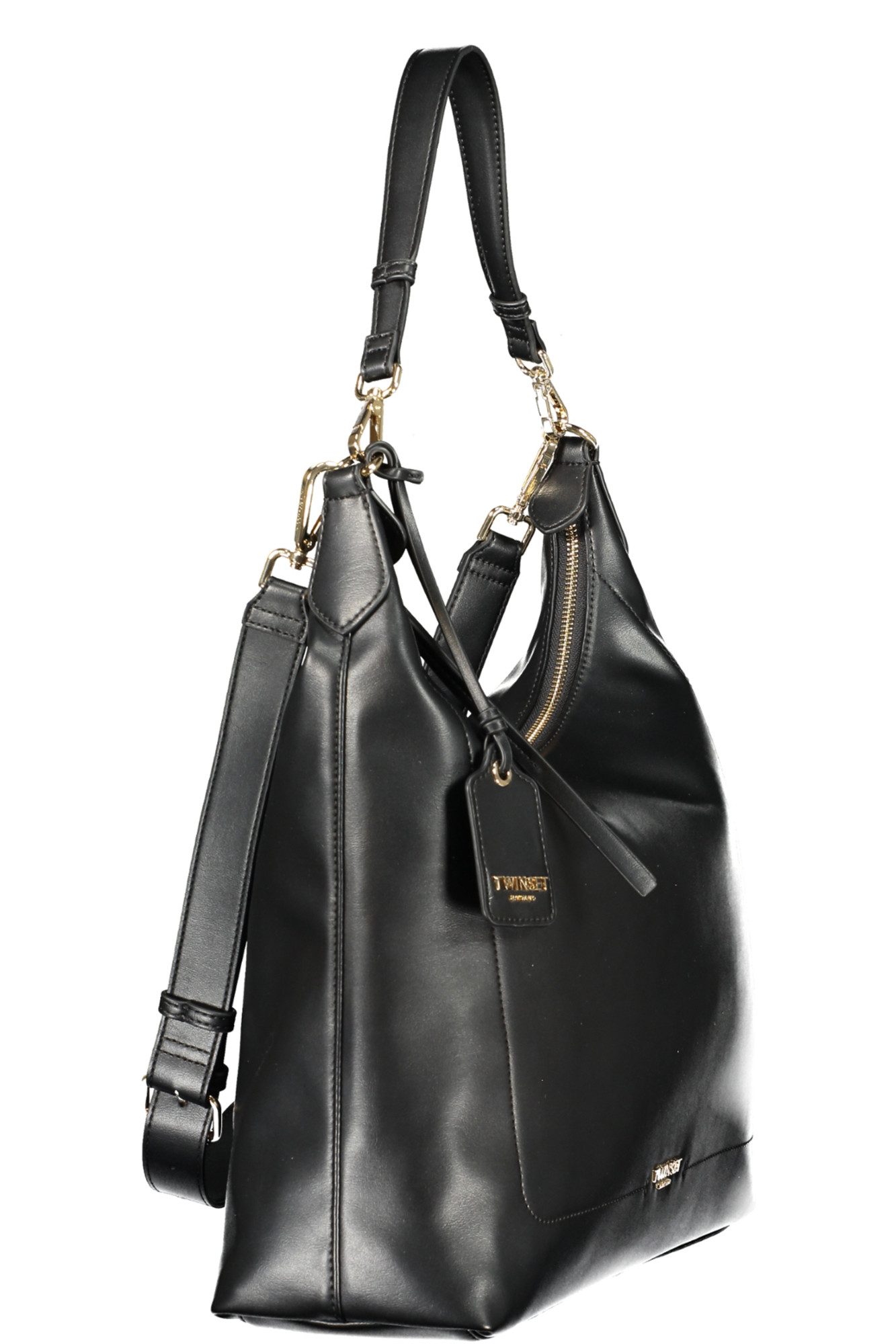 TWINSET Umhängetasche, Elegante Damen Hobo Bag Schwarz mit Abnehmbarem Schulterriemen