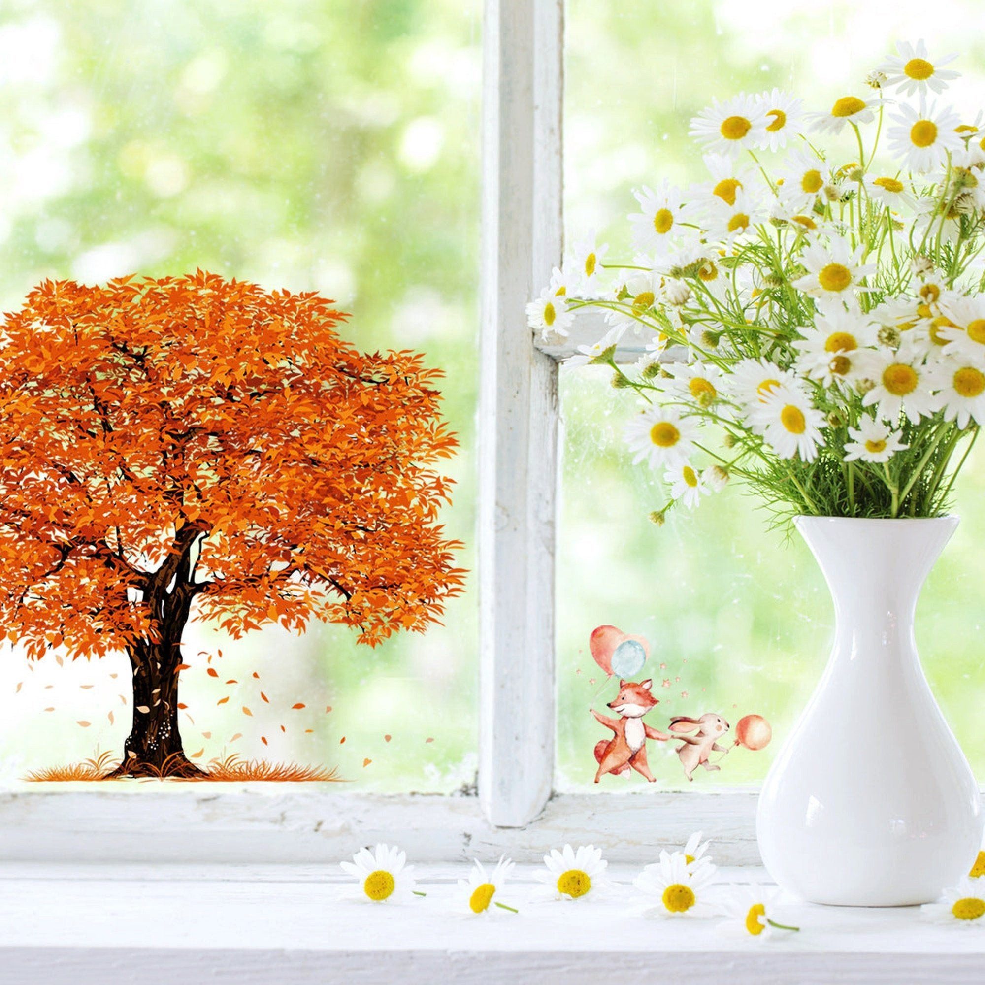 RWEUOQ Wandtattoo 20*30cm Herbst-Fensteraufkleber, bunte Ahornblätter günstig online kaufen
