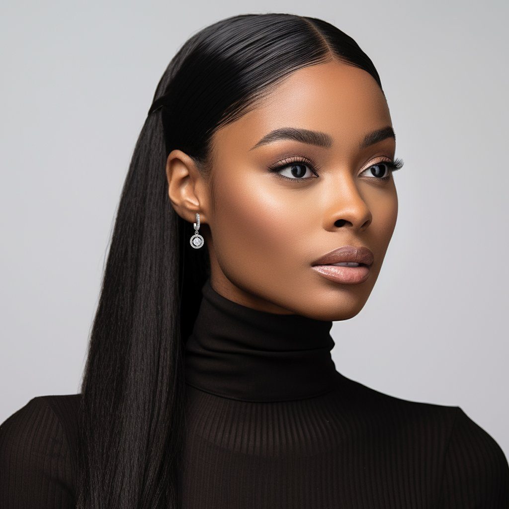 LÖB Paar Creolen Silber Creolen Zirkonia Glitzer Stein Anhänger Rund Ohrrin günstig online kaufen