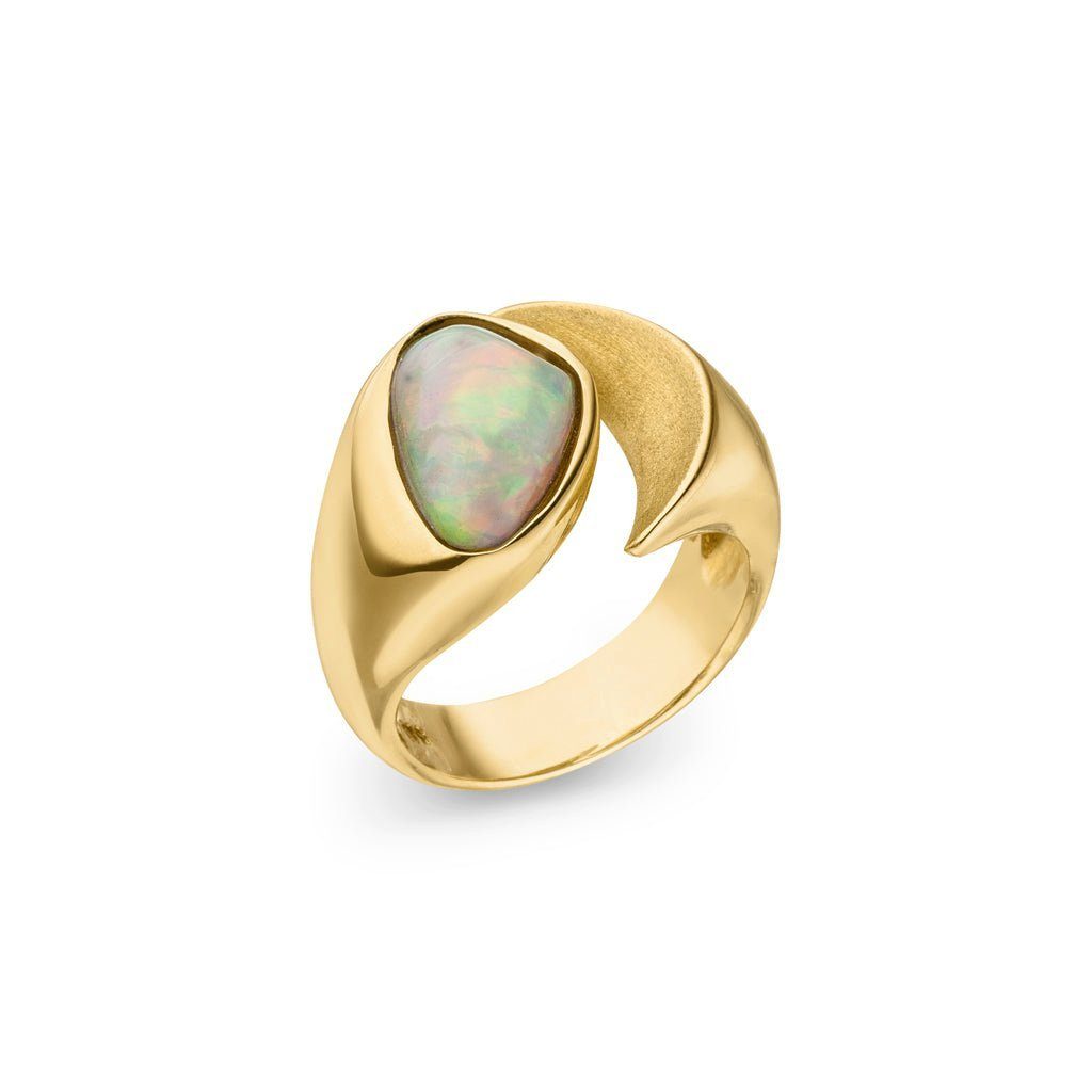 SKIELKA DESIGNSCHMUCK Goldring Opal Ring 2,53 ct. (Gelbgold 585), hochwertige Goldschmiedearbeit aus Deutschland