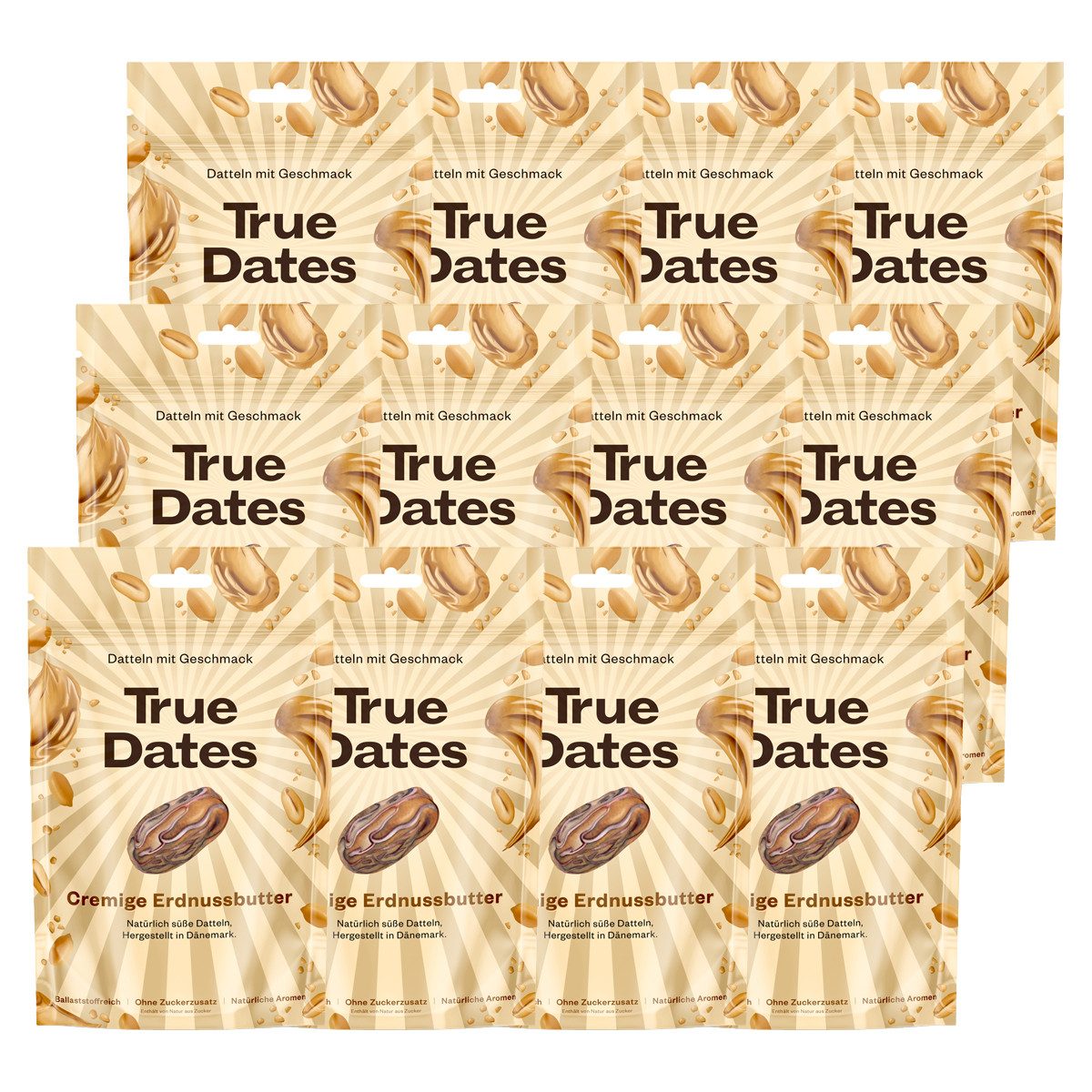True Dates Süßigkeit, True Dates Datteln Peanut Butter natürlich Datteln 100g 12er Pack
