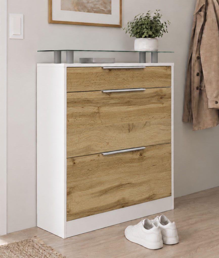 borchardt Möbel Schuhschrank Oliva Breite 89 cm, stehend, mit 2 Doppeltrommeln und 1 Schubkasten