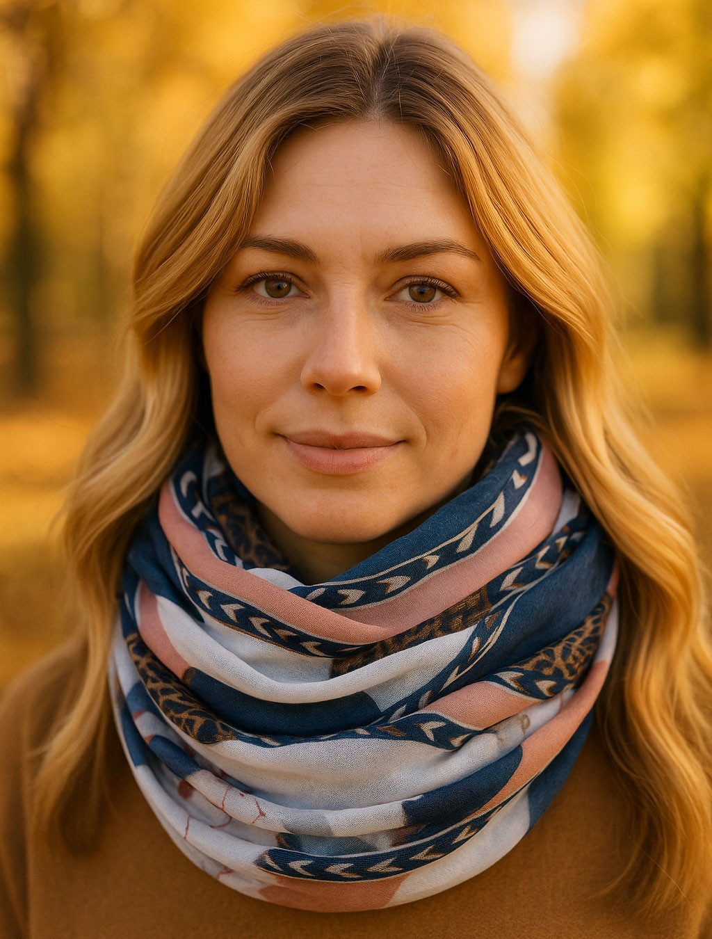 Faera Loop, Damen Schal gemalte Federn weich und leicht Damen Loop Rundschal