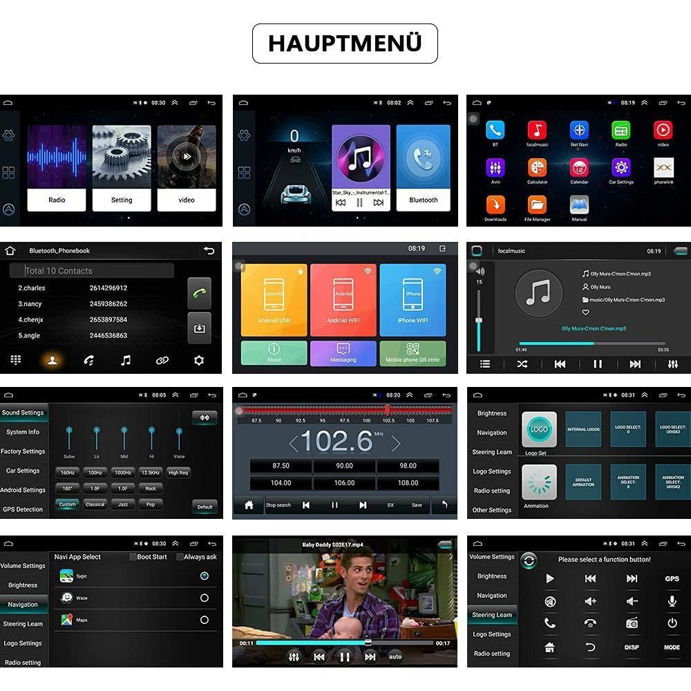 PODOFO Android 15.0 2Din 8 Zoll mit Bluetooth GPS für VW Polo Skoda Passat Autoradio (Digitalradio (DAB)
