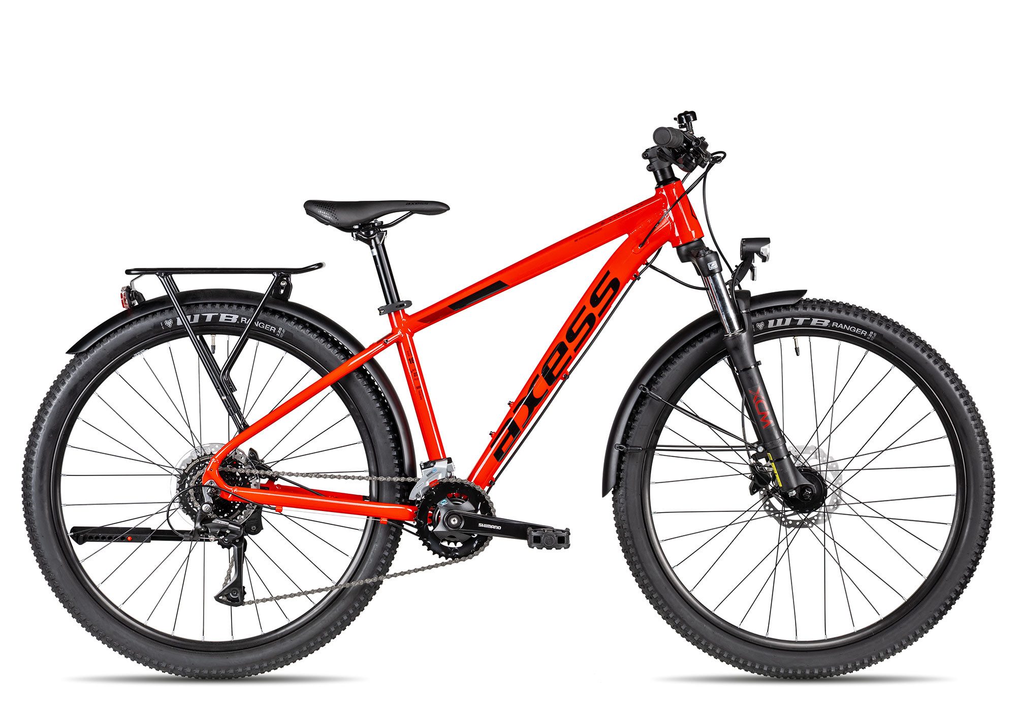 Axess Mountainbike SANDEE DX ATB, 16 Gang Shimano Acera RD-M3020-8 Schaltwerk, Kettenschaltung, hydraulische Scheibenbremse rot/orange