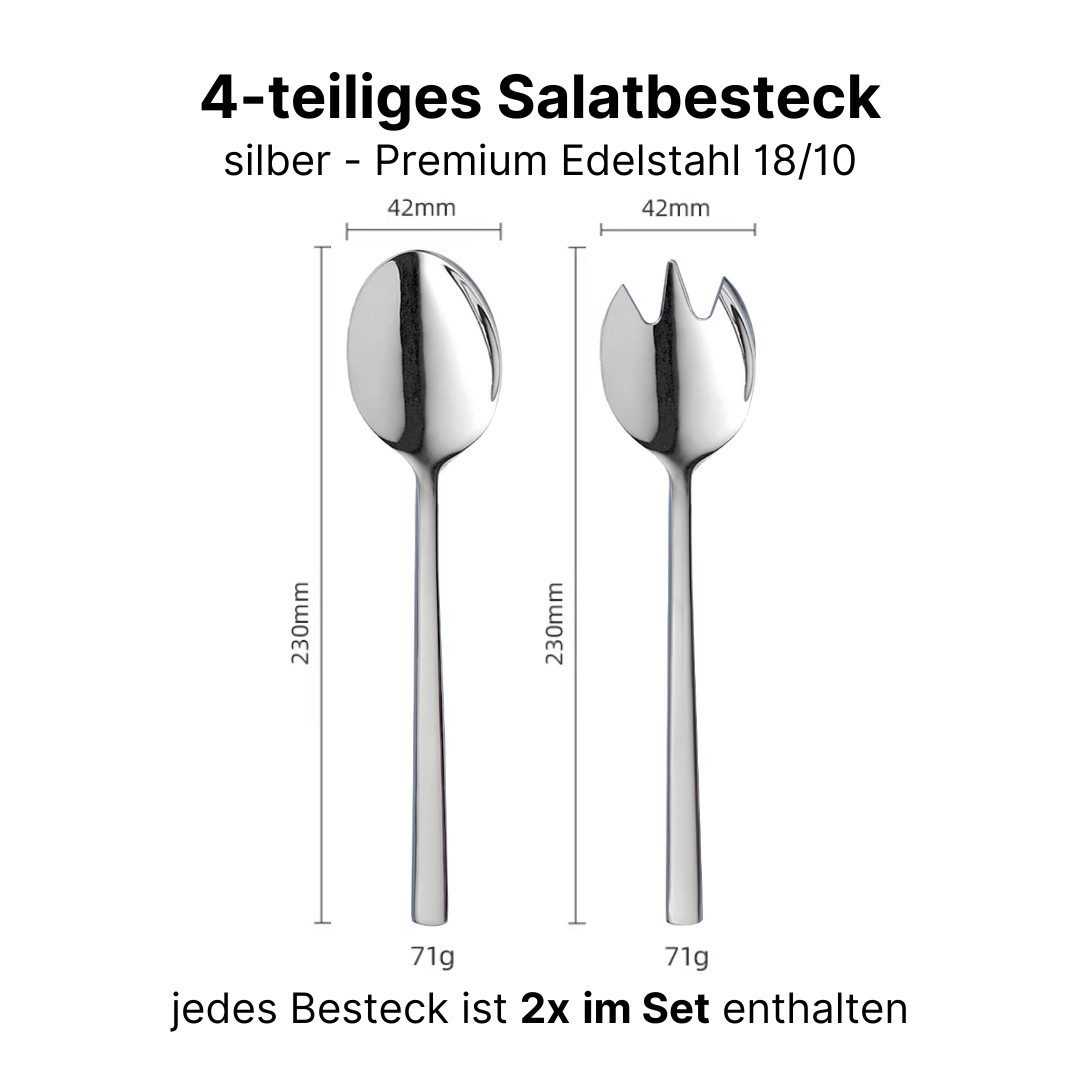 LIVINA HOME Salatbesteck Premium Salatbesteck, Edelstahl 18/10, Set 2-tlg. Gabel & Löffel (4-tlg), Spülmaschinenfest, Living Deal Sale! – Bild 2 von 5