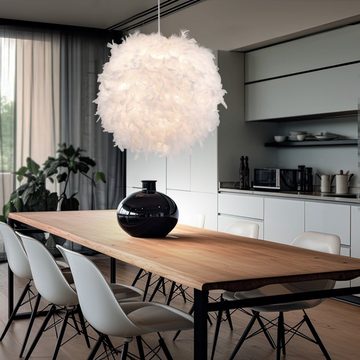 etc-shop Hängeleuchte, Leuchtmittel nicht inklusive, Design Hänge Leuchte Wohn Ess Zimmer Feder Kugel Lampe weiß