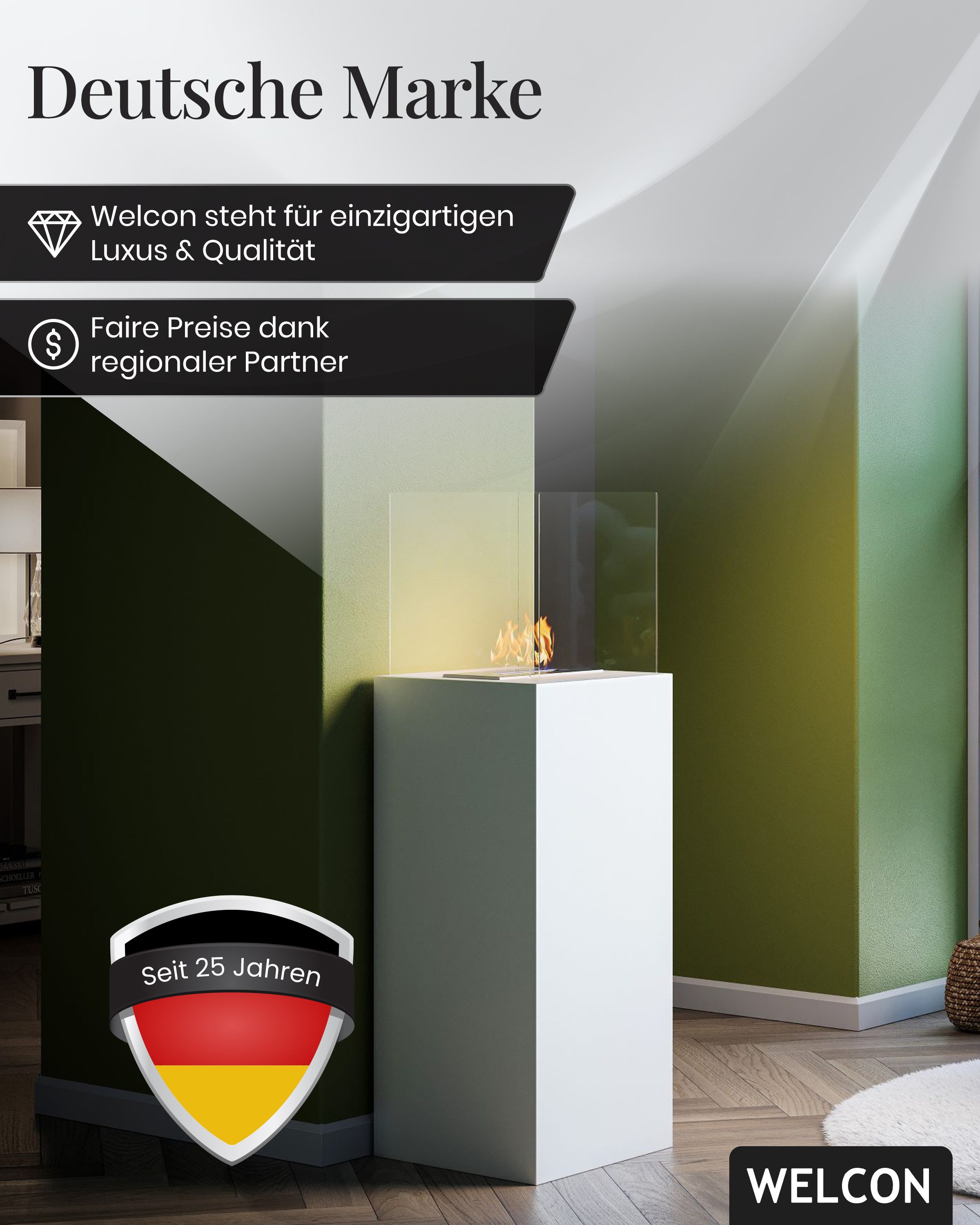 WELCON Echtfeuer-Dekokamin Bioethanol Kamin & Fireplace Helsinki, Standkamin