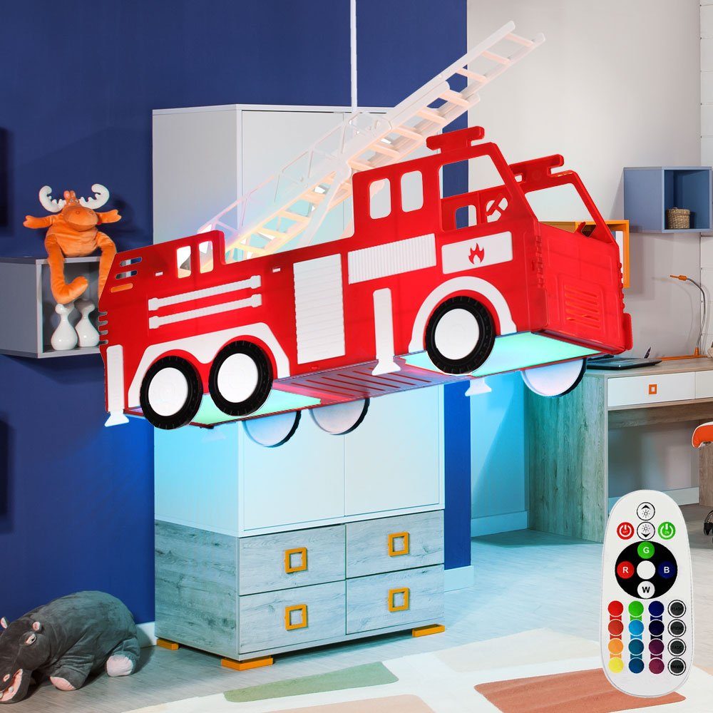 Warmweiß, Decken Kinder Auto LED inklusive, RGB Feuerwehr Farbwechsel, Pendel LED Pendelleuchte, etc-shop Hänge Leuchtmittel