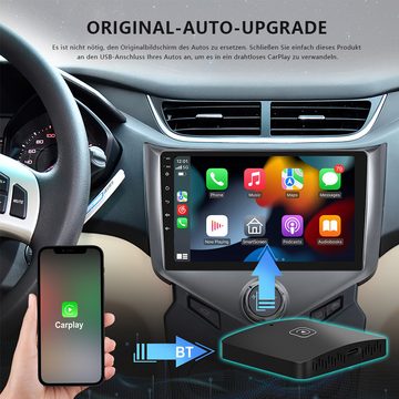 Hikity Apple CarPlay Adapter kabelgebunden auf kabellos für OEM Adapter Wireless Adapter zu Plug & Play, Apple CarPlay Drahtlos-Adapter