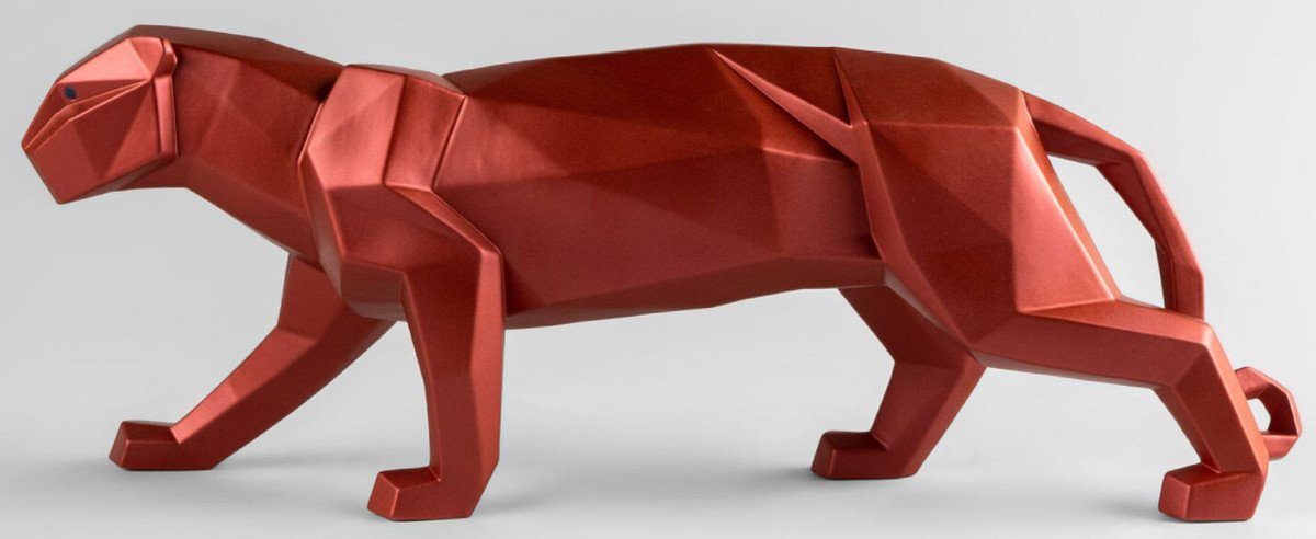 Casa Padrino Dekofigur Casa Porzellan Luxus x Padrino Metallic 19 Deko - 12 aus Rot feinstem x Accessoires spanischen Hangefertigte Deko - Panther Skulptur cm 50 Luxus Figur Porzellan H