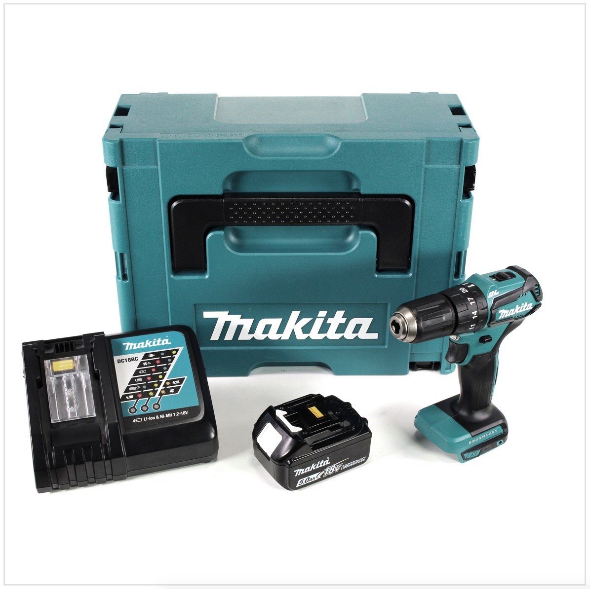 Thumbnail - Makita Schlagbohrmaschine DHP 483 RT1J Akku Schlagbohrschrauber 18V 40Nm im Makpac + 1x 5,0 Ah