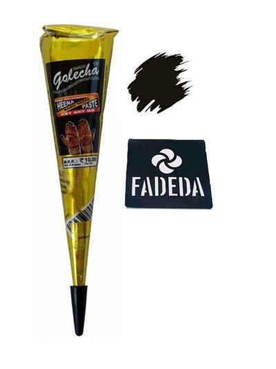 FADEDA Schmuck-Tattoo 1x FADEDA Natural Henna Paste Cones Kegel (Natur-Braun), No PPD, 25g, 1 Stück einzeln, VEGAN, HALAL, 100% Bio