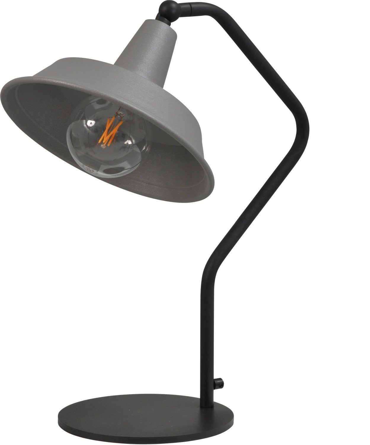 ohne Industrial Design PRATO, Metall Schreibtischleuchte Nachttischlampe Grau Licht-Erlebnisse Schwarz verstellbar Leuchtmittel,