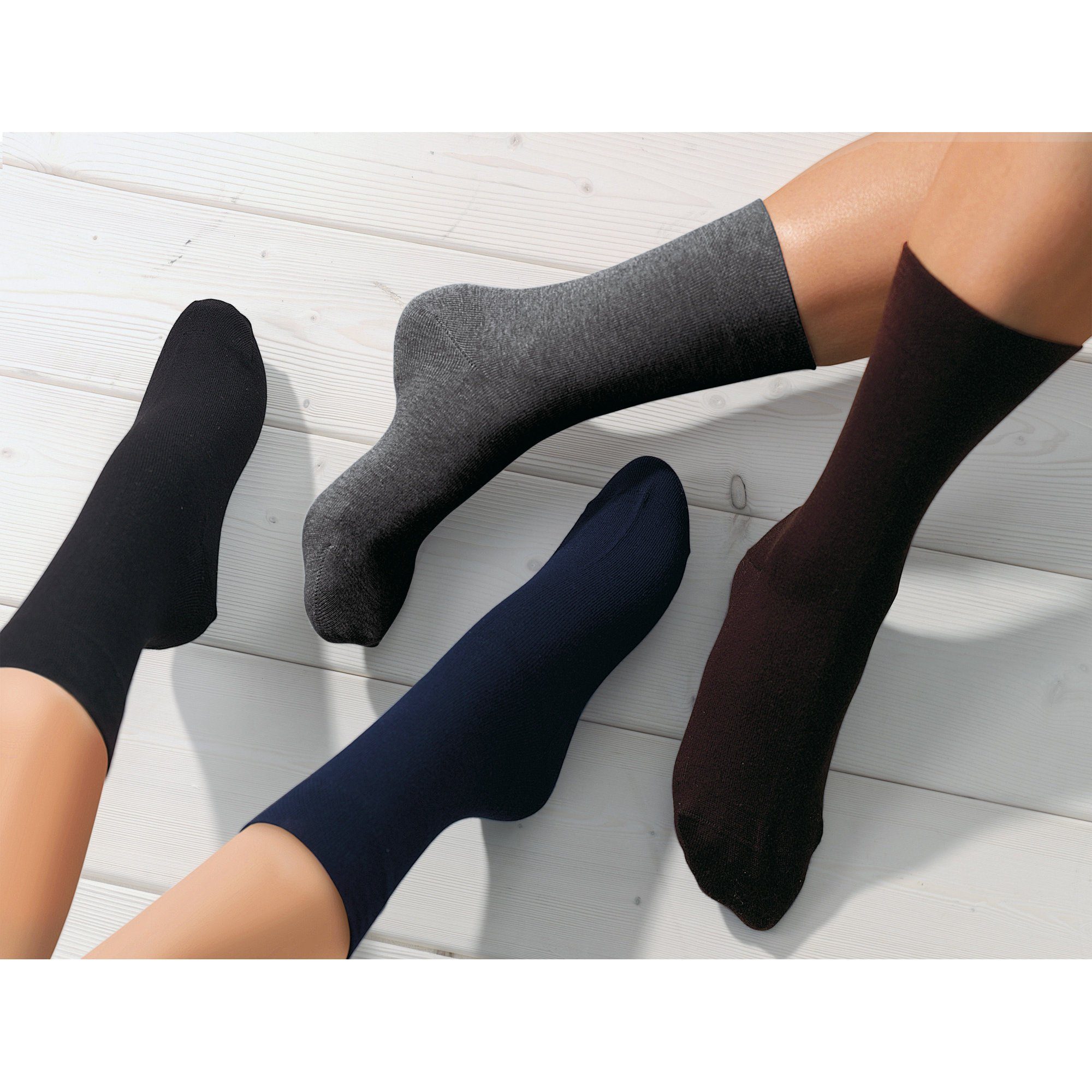 2 mit Damen-Socken Paar Uni Socken Softbund schwarz Hudson