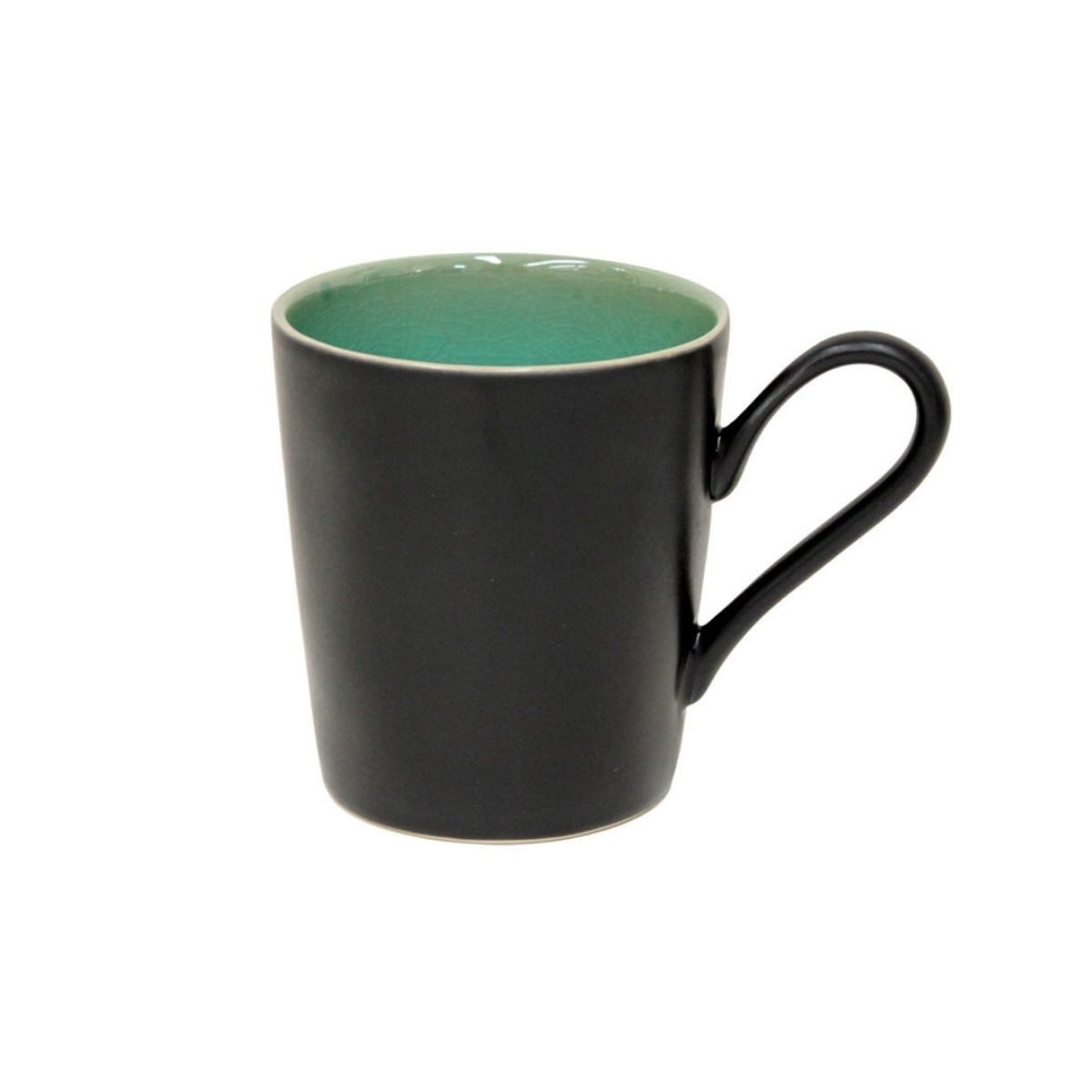 Costa Nova Tasse Tasse mit Henkel, Schwarz / Azur Riviera, Costa Nova, 36,5 cl, 1-tlg., Keramik, Hohe Brenntemperaturen, porenfrei hygienisch