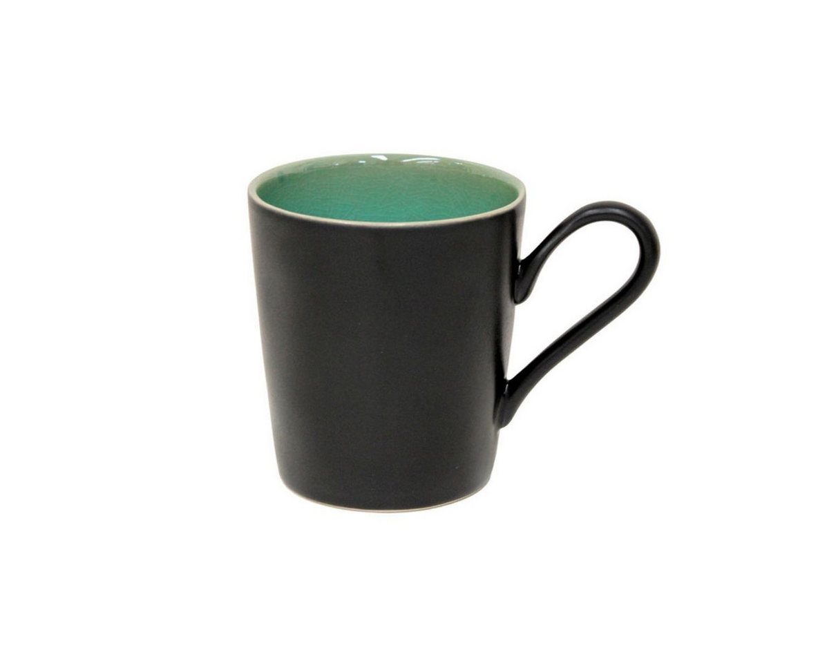 Costa Nova Tasse Tasse mit Henkel, Schwarz / Azur Riviera, Costa Nova, 36,5 cl, 1-tlg., Keramik, Hohe Brenntemperaturen, porenfrei hygienisch