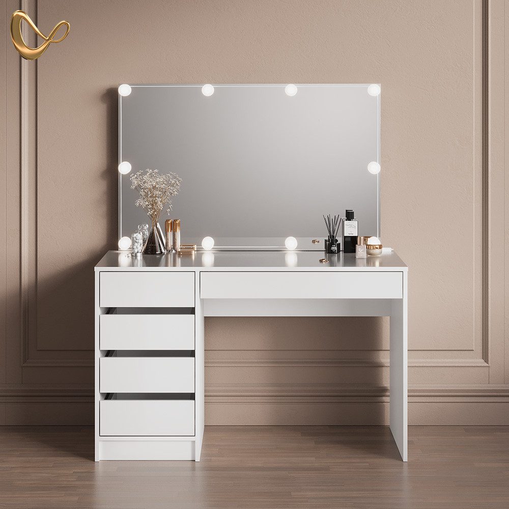 Livinity® Schminktisch Imola, Weiß, 120 cm mit LED Beleuchtung günstig online kaufen