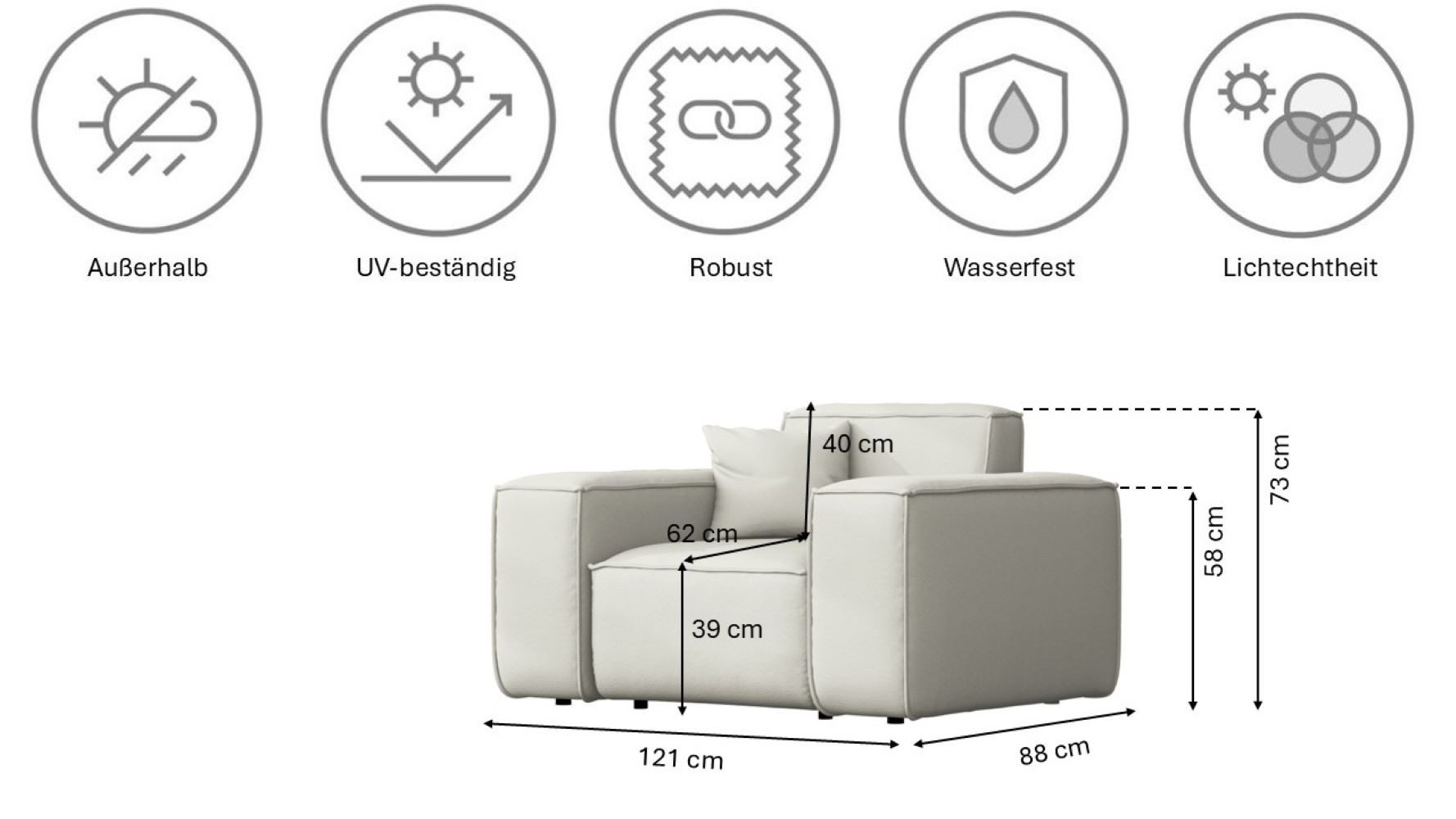 Kaiser Möbel Gartenlounge-Set Gartenmöbel-Set 3 2 1 für Garten, Terrasse, MALIBU Lounge-Set