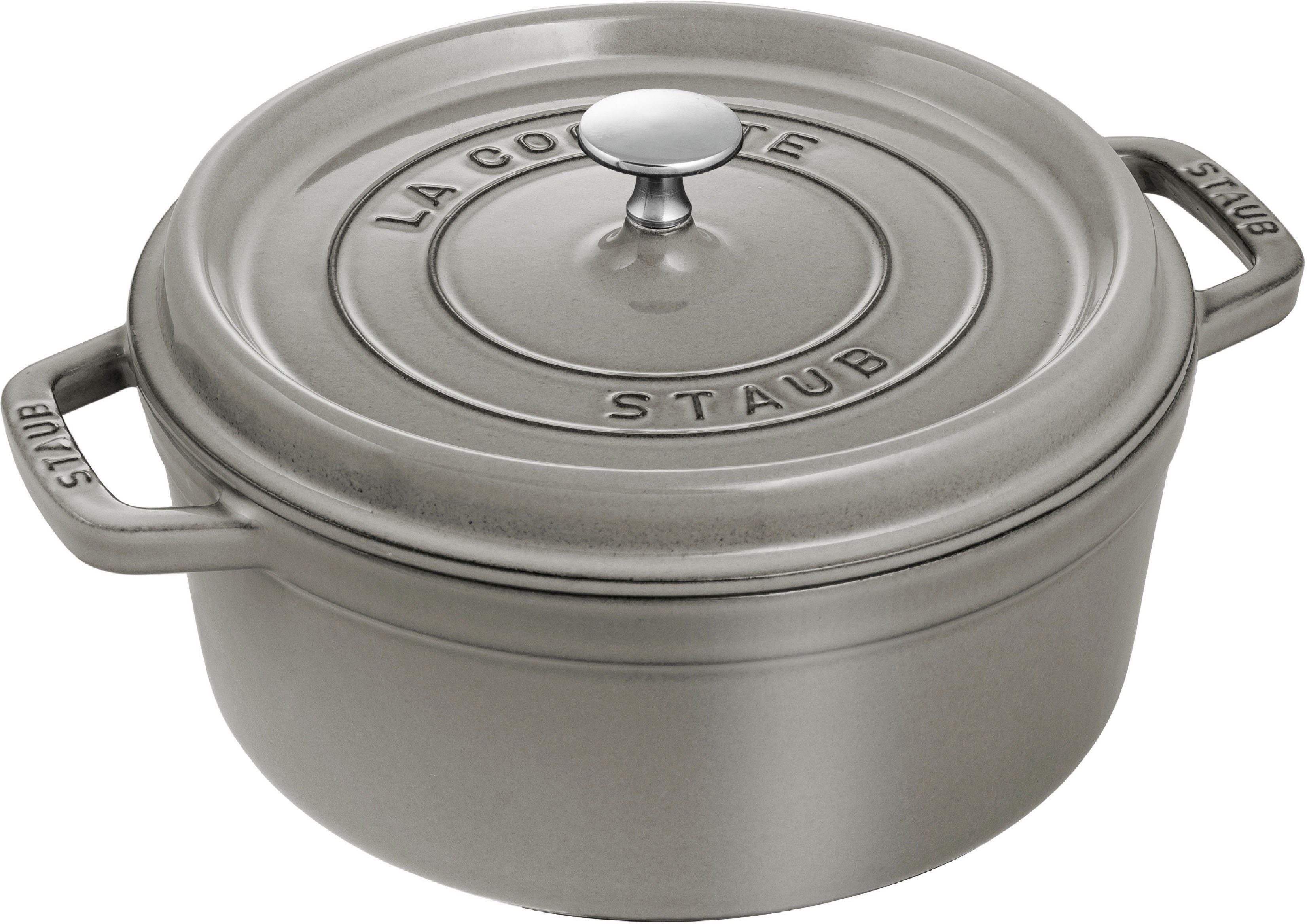 Staub Кастрюли жаровни Cocotte, Gusseisen (1-tlg), robust, langlebig, perfekte Hitzeverteilung, Aromaregen-Deckel