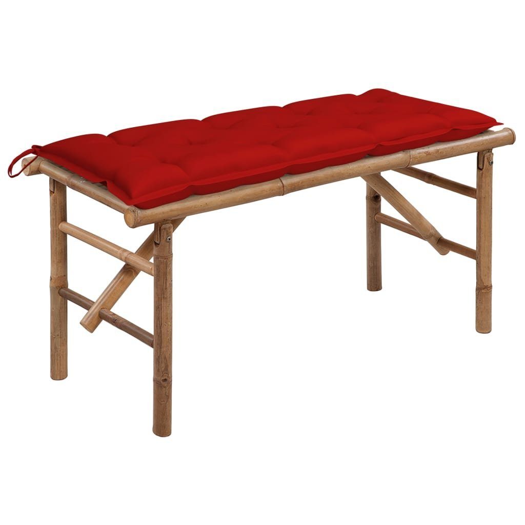 vidaXL Gartenbank Klappbare Gartenbank mit Auflage 118 cm Bambus (1-St)