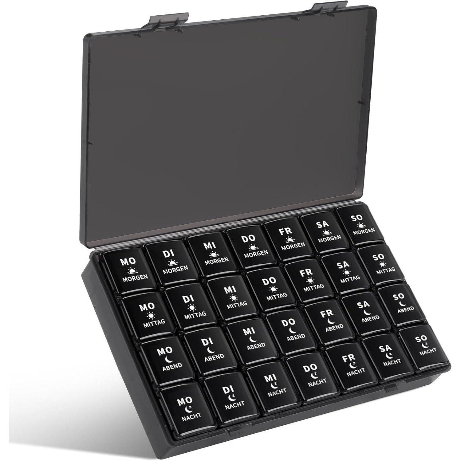 Opret Pillendose Tablettenbox 7 Tage mit großen Fächern und feuchtigkeitssicherem