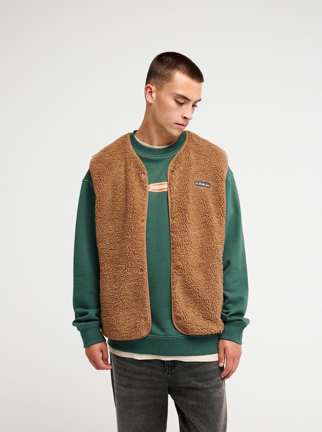 Quiksilver Fleeceweste für Erwachsene, mit sportlichem Stil, ärmelloses Design, aus Polyester