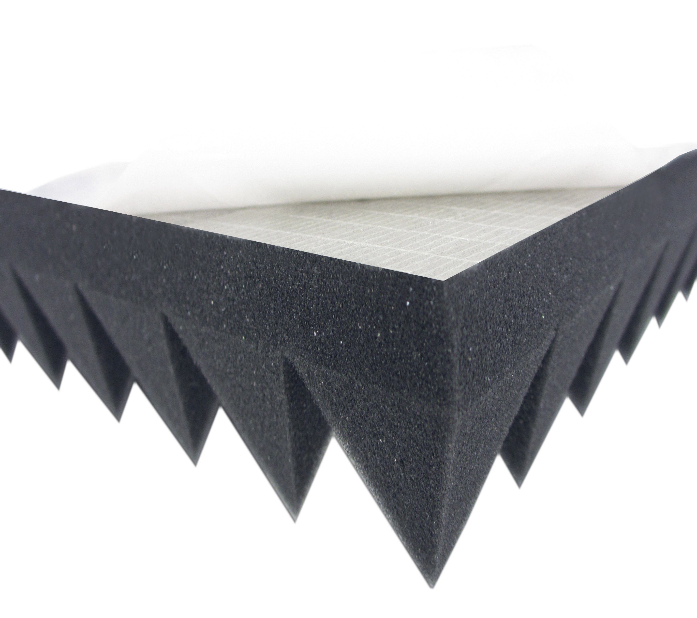 50 Stück Akustikschaumstoff-Pyramidenplatten – 49x49x4 Cm, Anthrazit/schwarz, Dichte 30