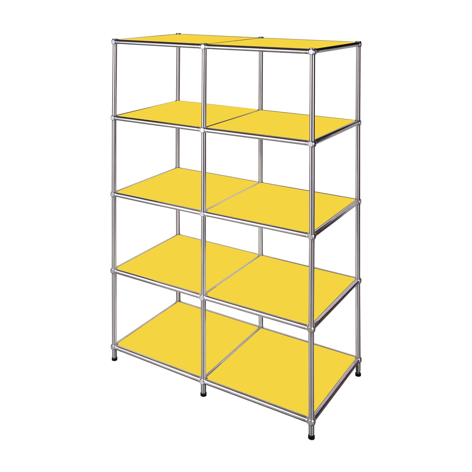 Floordirekt Bücherregal Standregal Concept Epure MK-015 Raumteiler, verchromtes Metallgestell, höhenverstellbare Kunststofffüße, 5 Ablagen, B78×T40×H118 cm