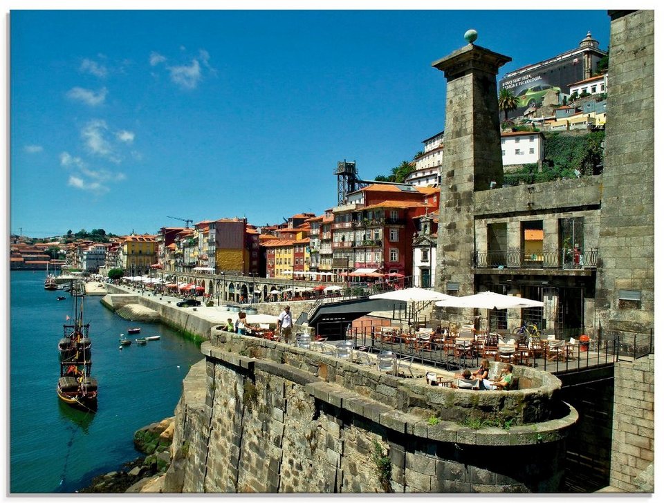 Artland Glasbild Porto - Cais do Gundais, Europa (1 St), in verschiedenen  Größen