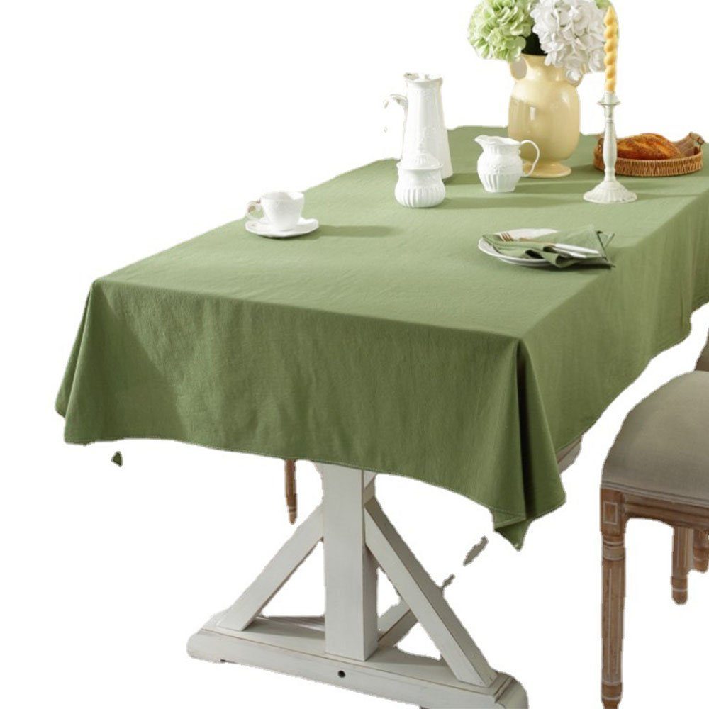 Tischdecke Grün Baumwolle FELIXLEO Eckig Gewaschener Tischtuch 100x135 Tischdecke cm