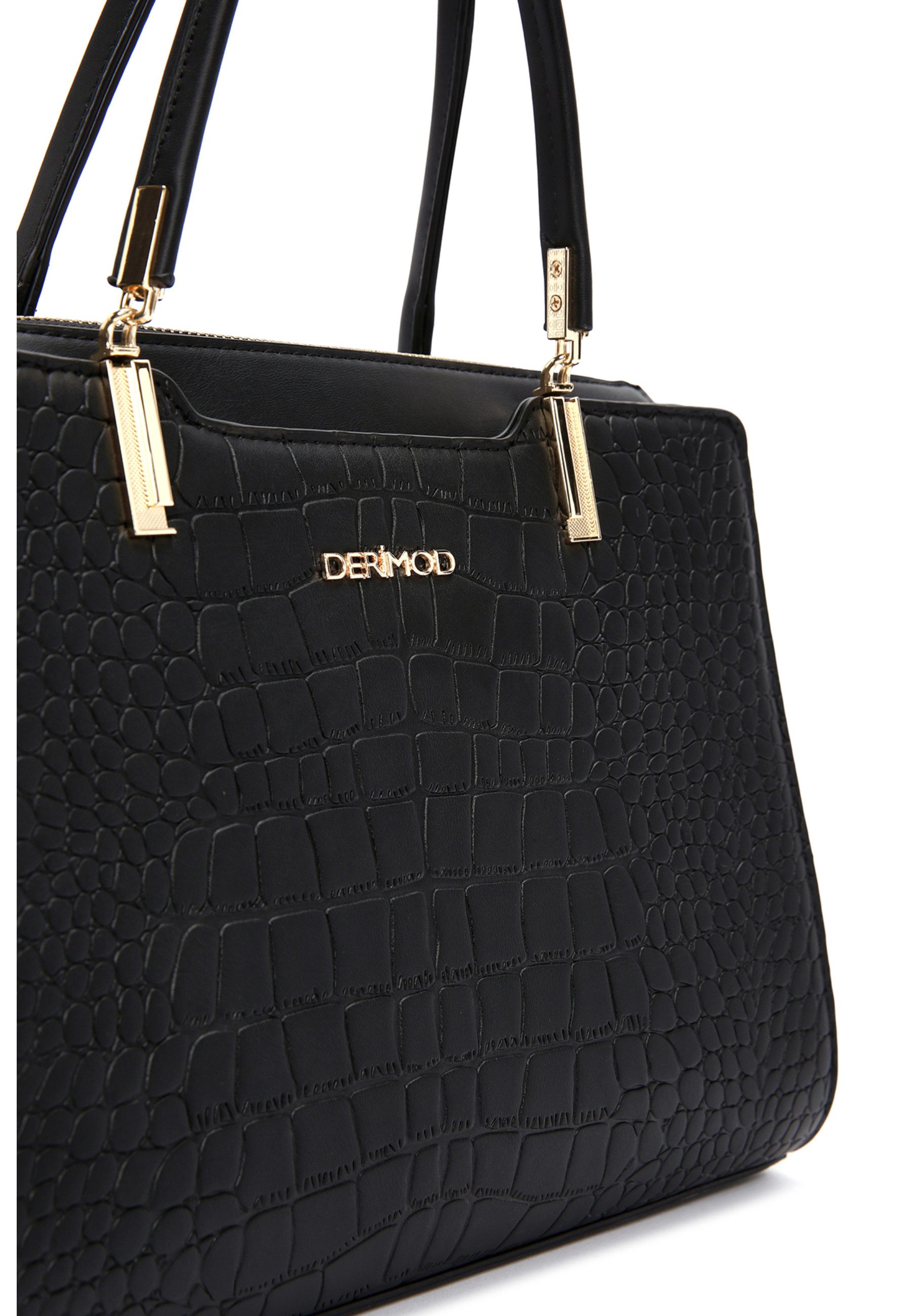 Derimod Umhängetasche Handtasche aus Kunstleder, Kunstleder, Schulterriemen, Groß