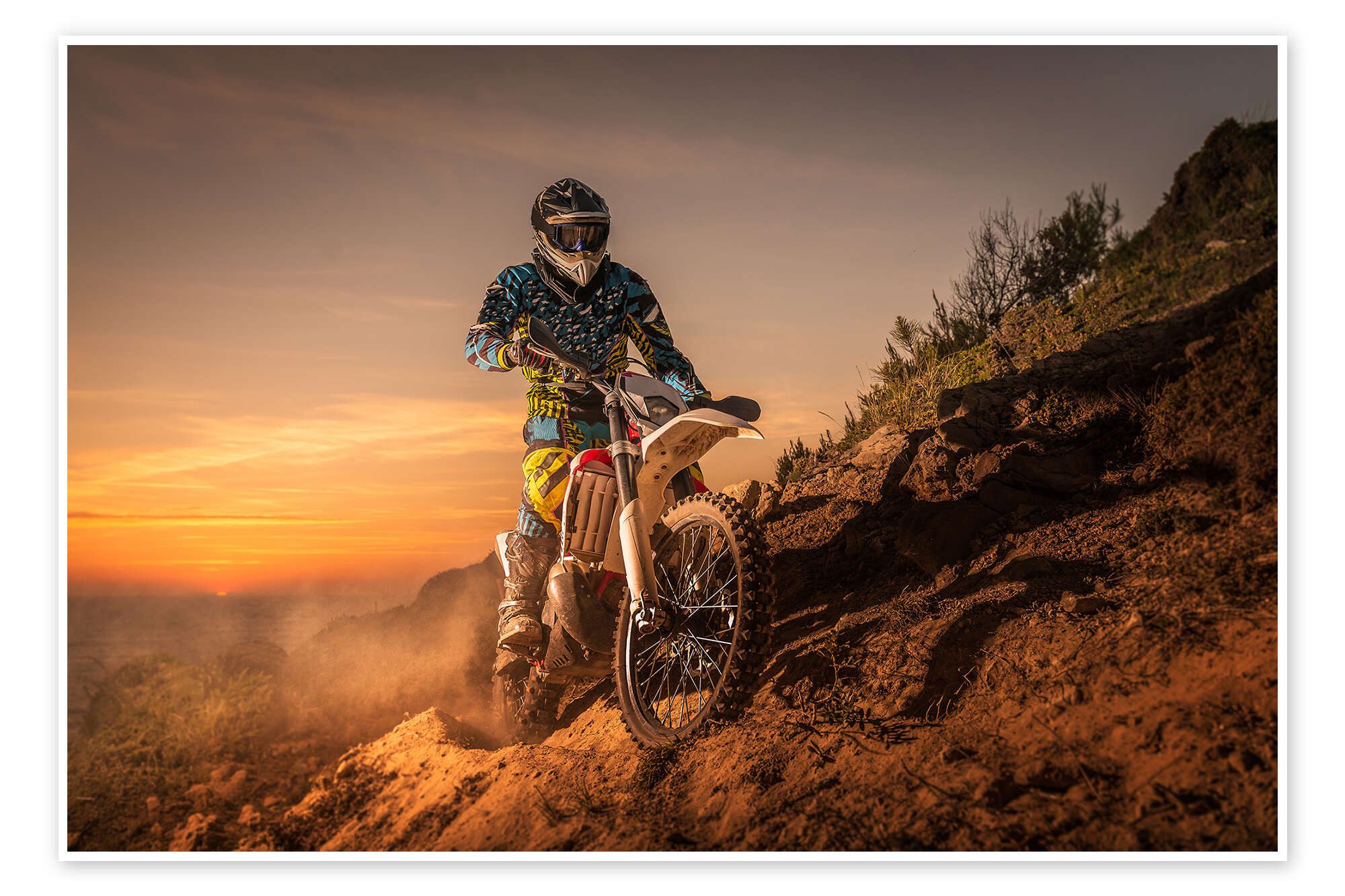 Posterlounge Wandbild Enduro-Fahrer am Berg, Editors Choice, erhältlich als Poster, Leinwandbild, Wandsticker oder Acrylglasbild
