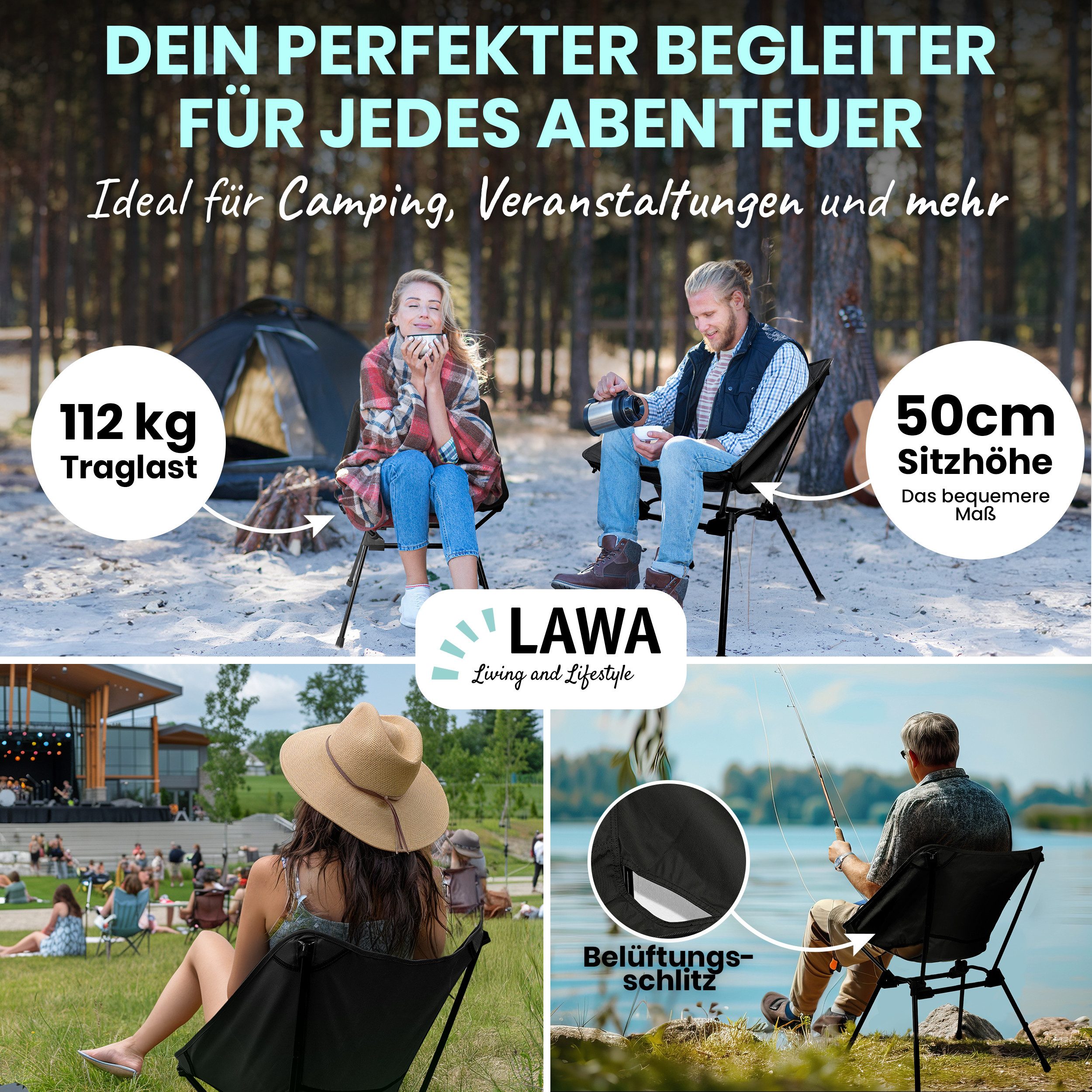 LAWA Living and Lifestyle Campingstuhl faltbar ultraleicht 1,35kg Aluminium günstig online kaufen