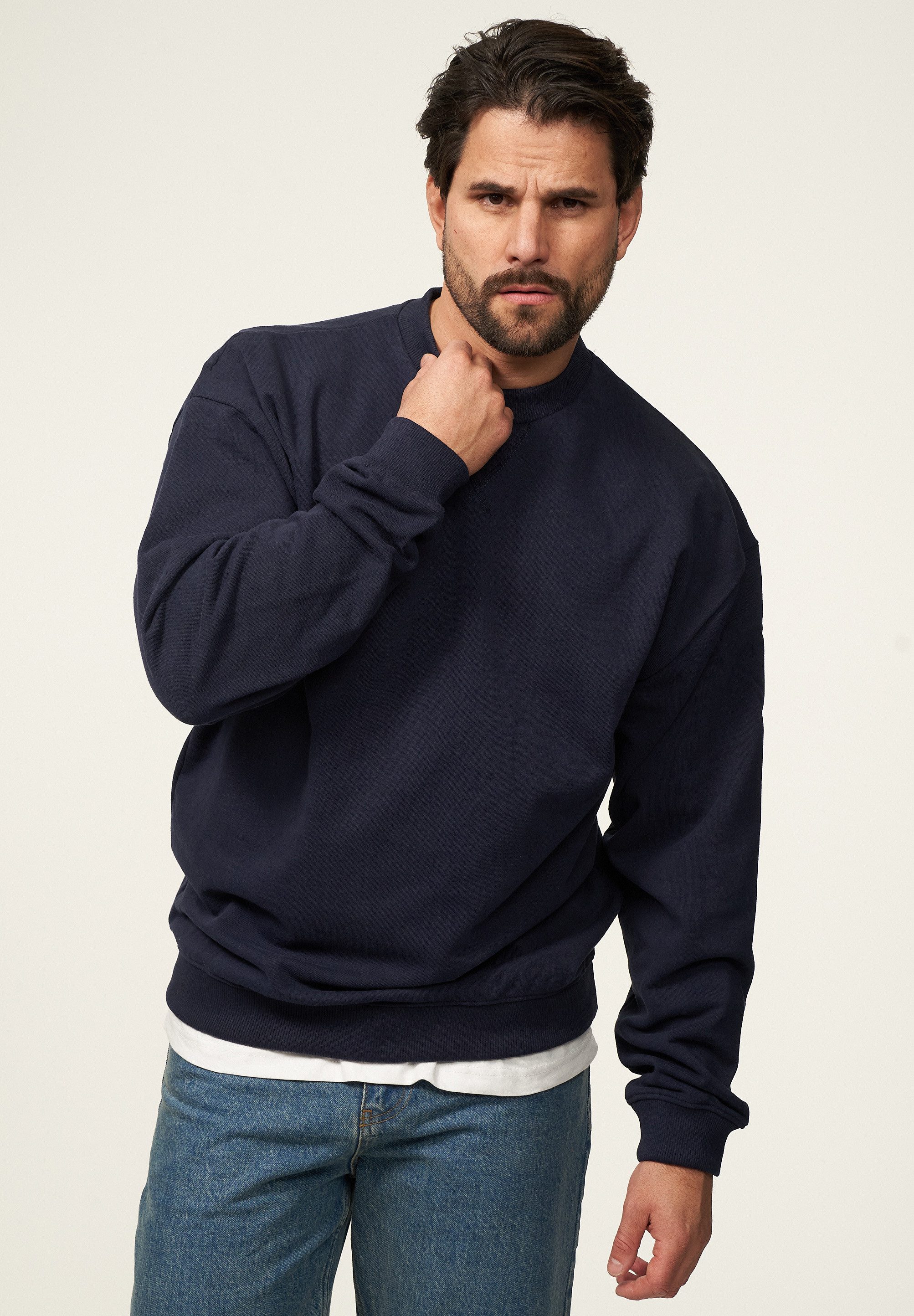 SOULSTAR Sweatshirt S2AGEO Herren Oversize Pullover mit Rundhals-Ausschnitt Crew-Neck Sweater