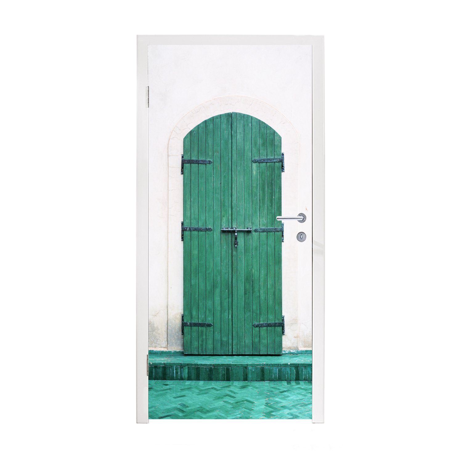 MuchoWow Türtapete Vintage - - Holz Tür, (1 Fototapete Türaufkleber, cm 75x205 - Matt, Tür Grün bedruckt, für - Gebäude, St)