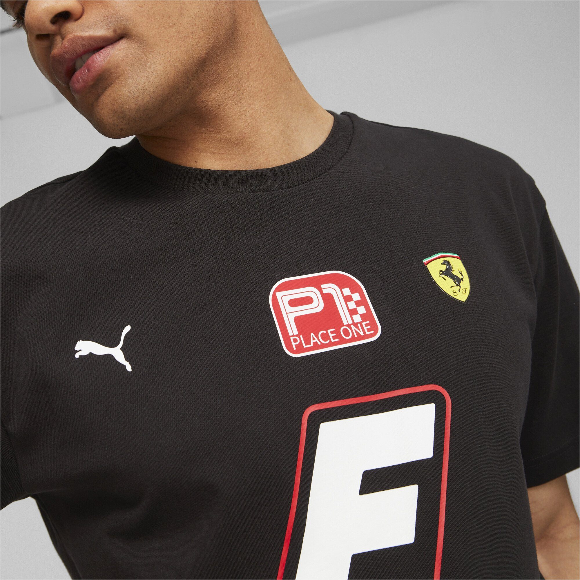 Garage Herren Crew PUMA Black Scuderia T-Shirt Race T-Shirt Ferrari