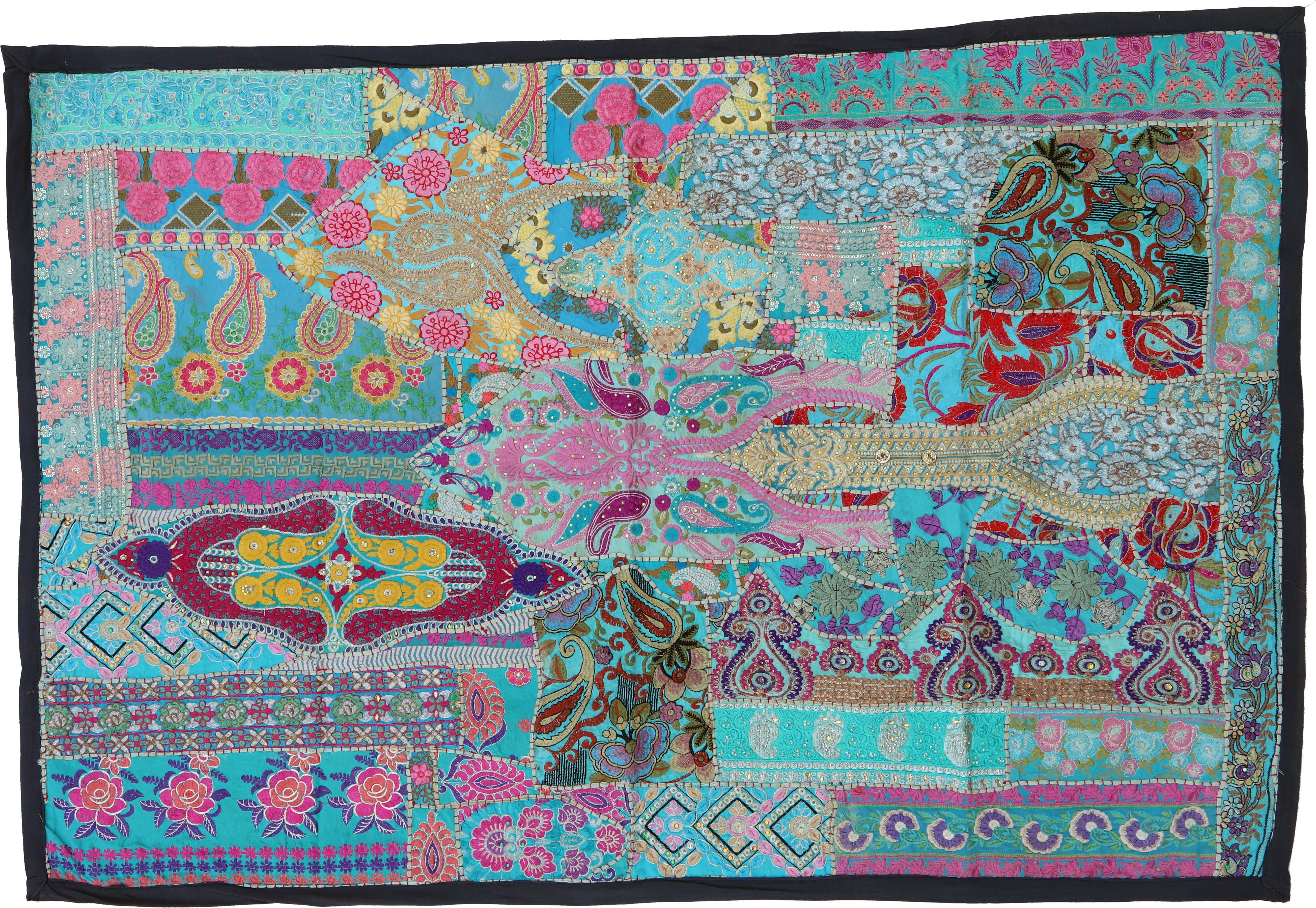 Patchwork Höhe: Wandteppich Guru-Shop, Indischer 100 Wandbehang,.., Muster Wandteppich 1 mm