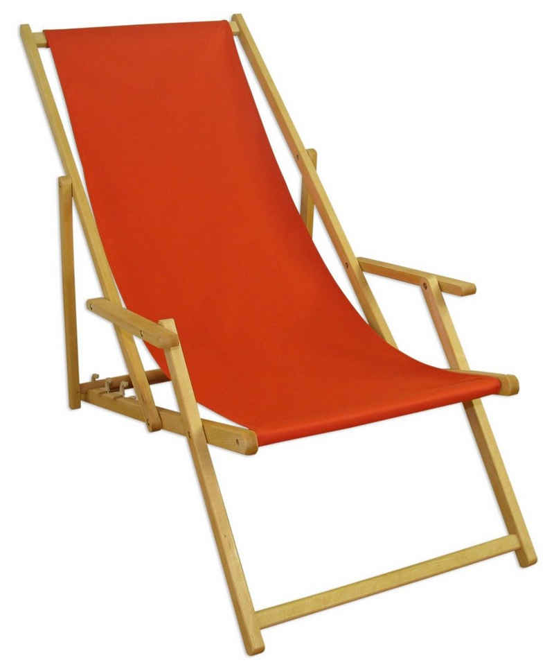 ERST-HOLZ Gartenliege Holz-Liegestuhl klein oder groß Zubehör-Wahl Stofffarbe terracotta